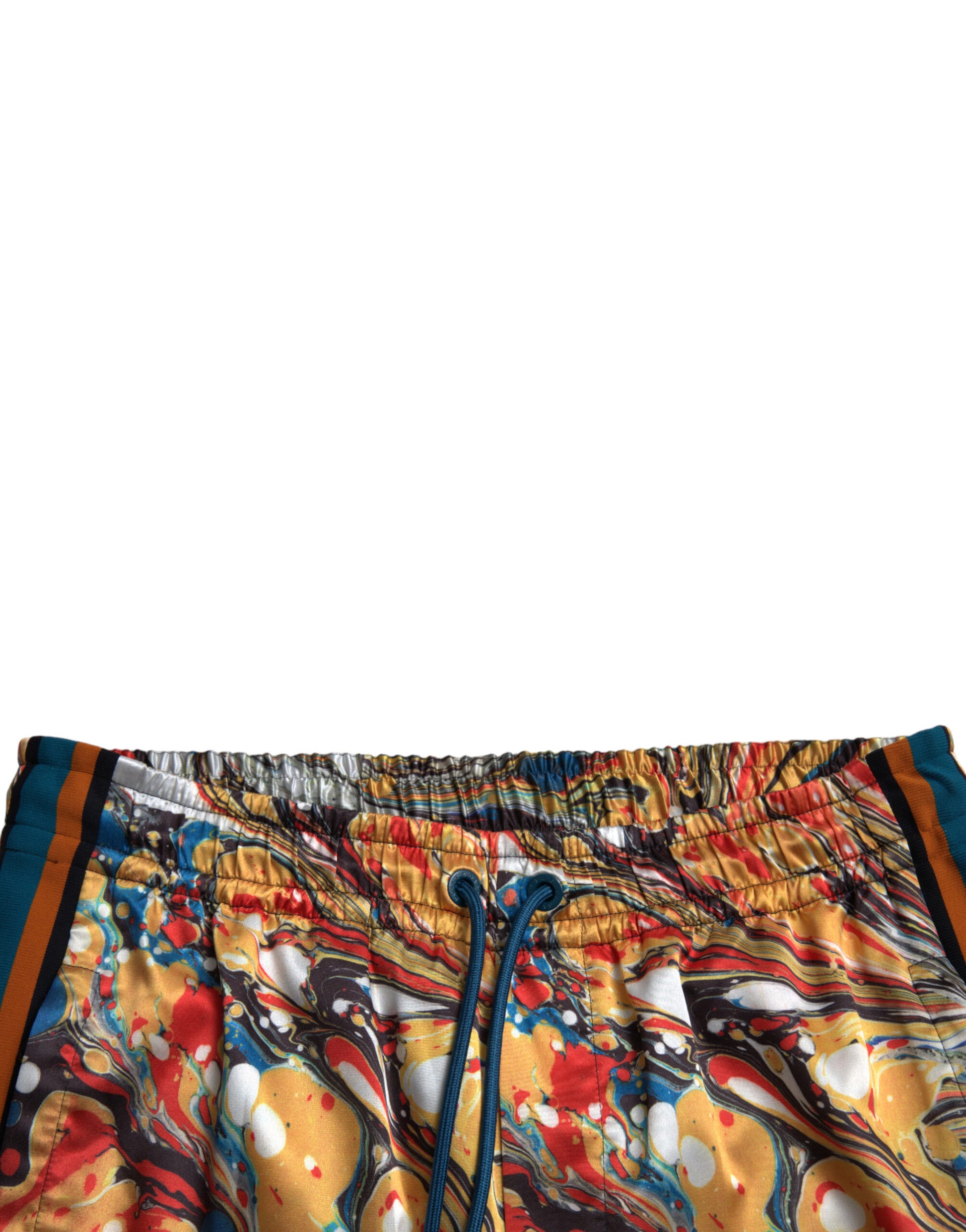 Pantalon en satin à imprimé marbre multicolore Dolce & Gabbana
