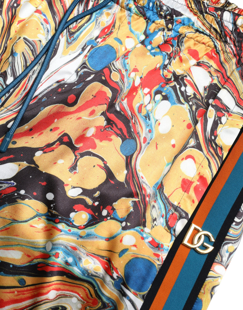 Pantalon en satin à imprimé marbre multicolore Dolce & Gabbana