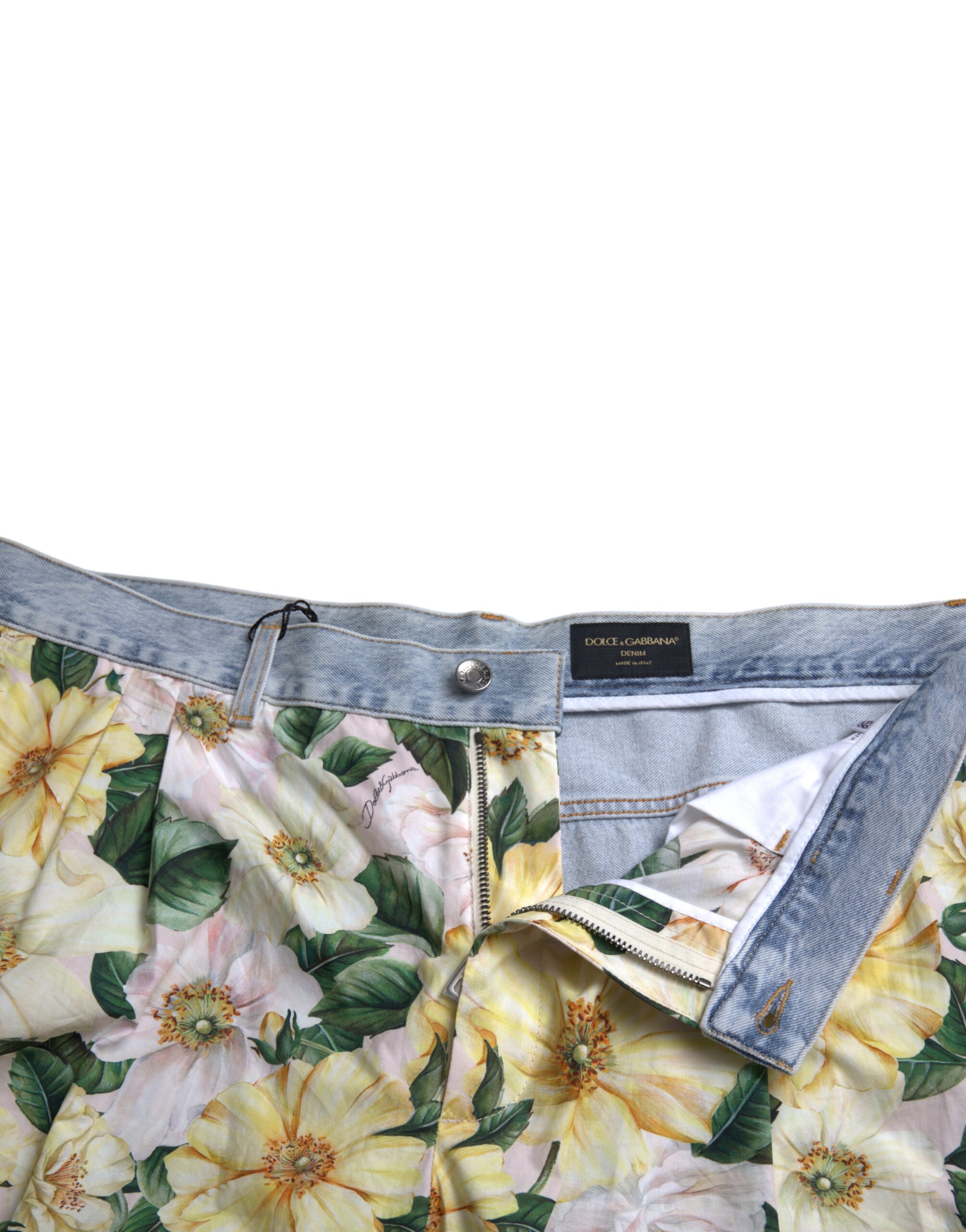 Shorts bermuda Dolce & Gabbana en jean imprimé floral multicolore