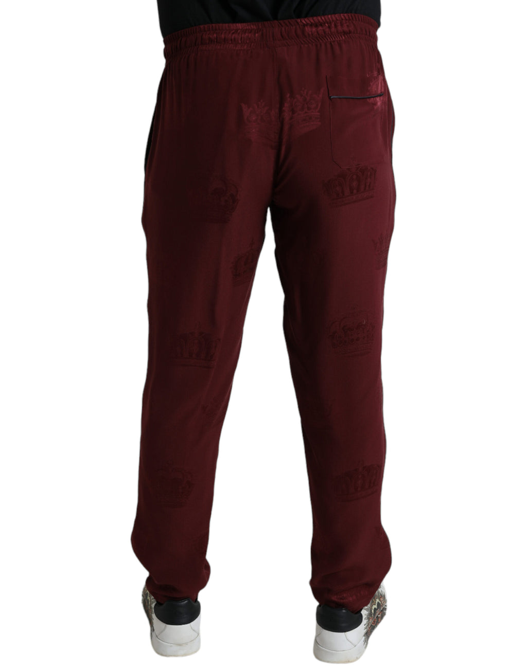 Bas de pyjama Dolce & Gabbana en soie à motif couronne bordeaux