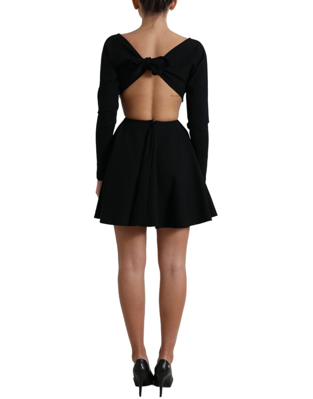 Mini-robe Dolce & Gabbana noire en viscose à découpes et manches longues de coupe trapèze