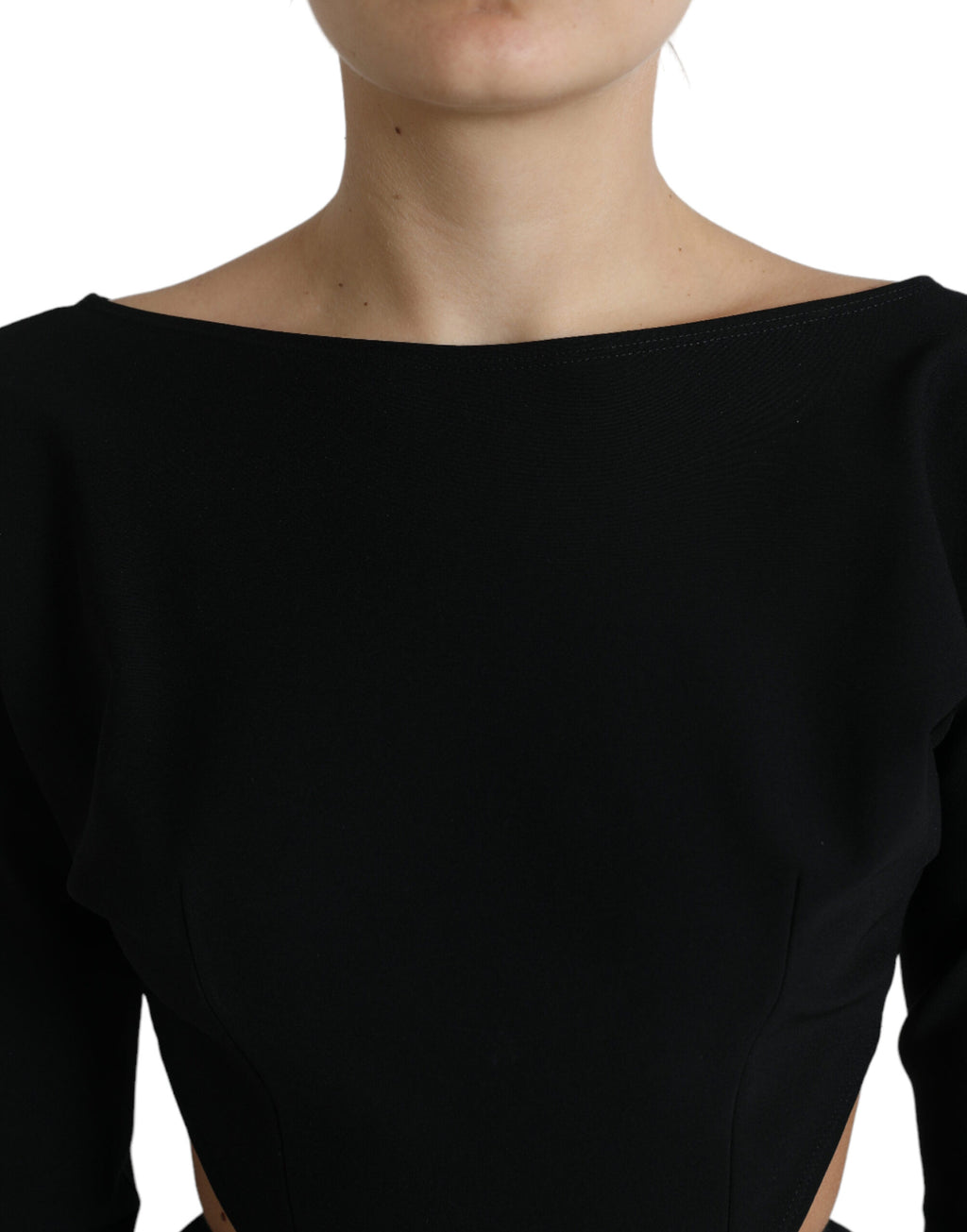 Mini-robe Dolce & Gabbana noire en viscose à découpes et manches longues de coupe trapèze