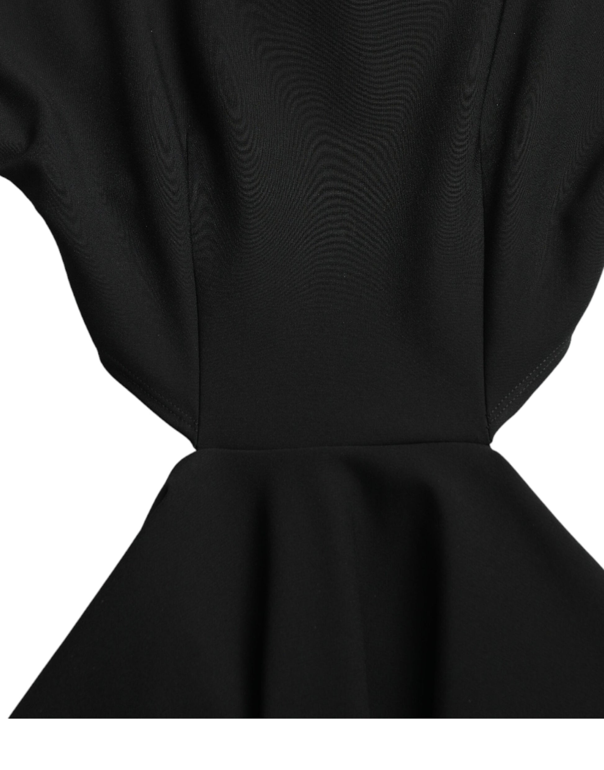 Mini-robe Dolce & Gabbana noire en viscose à découpes et manches longues de coupe trapèze