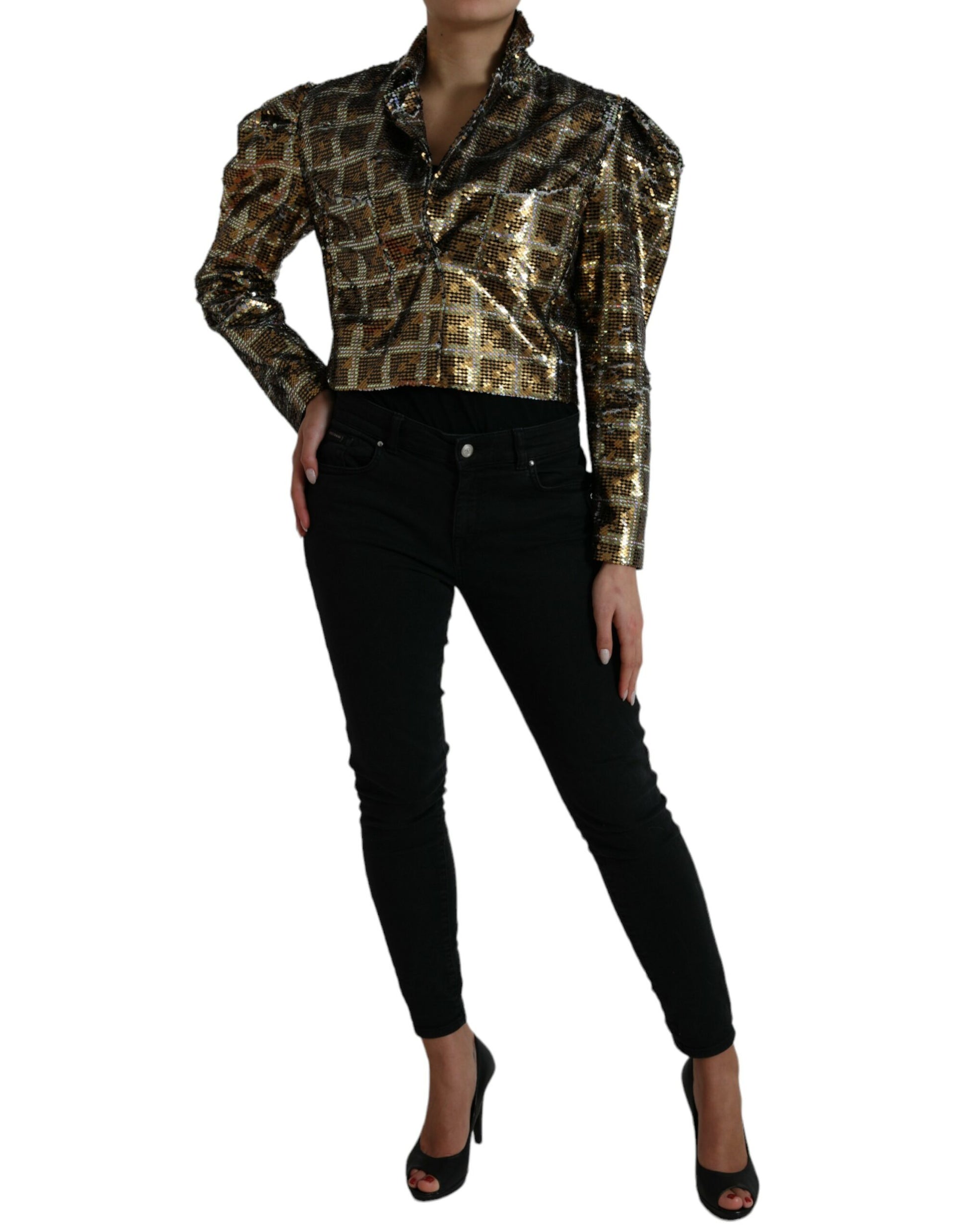 Blouson court Dolce & Gabbana en polyester multicolore à sequins