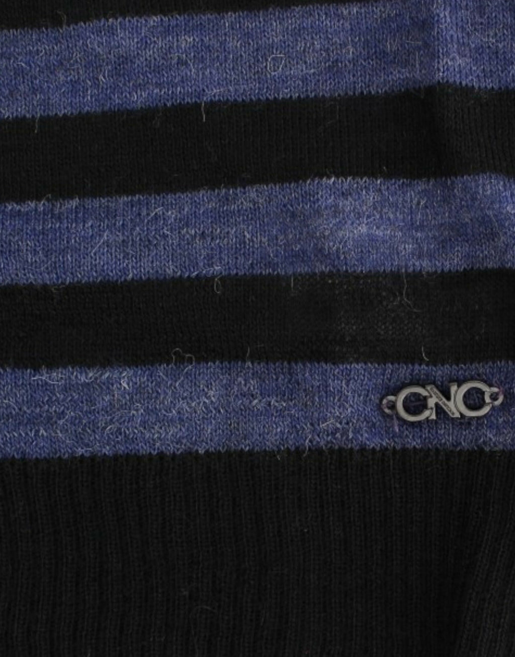Costume National – Schwarz gestreifter Pullover mit V-Ausschnitt