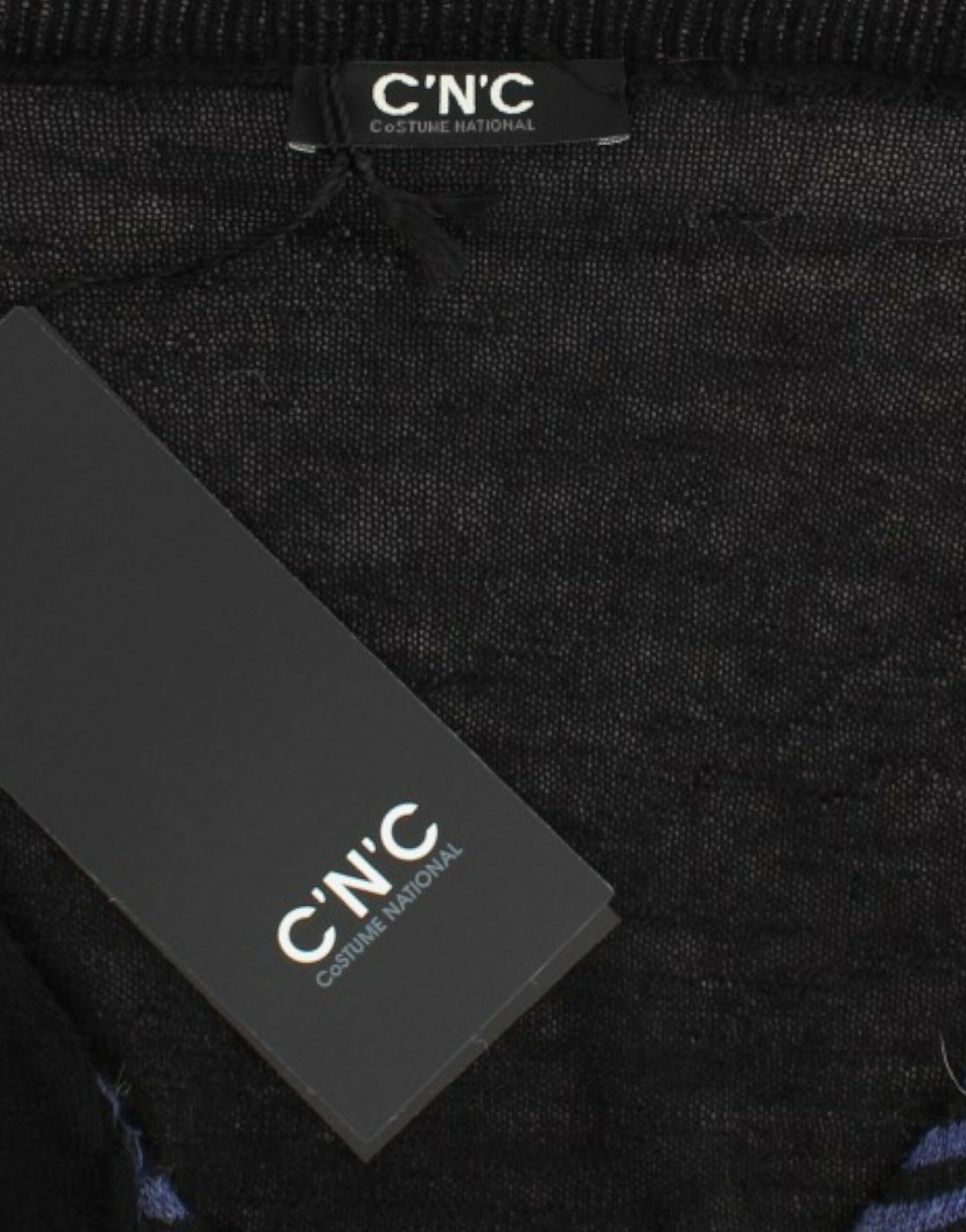 Costume National – Schwarz gestreifter Pullover mit V-Ausschnitt