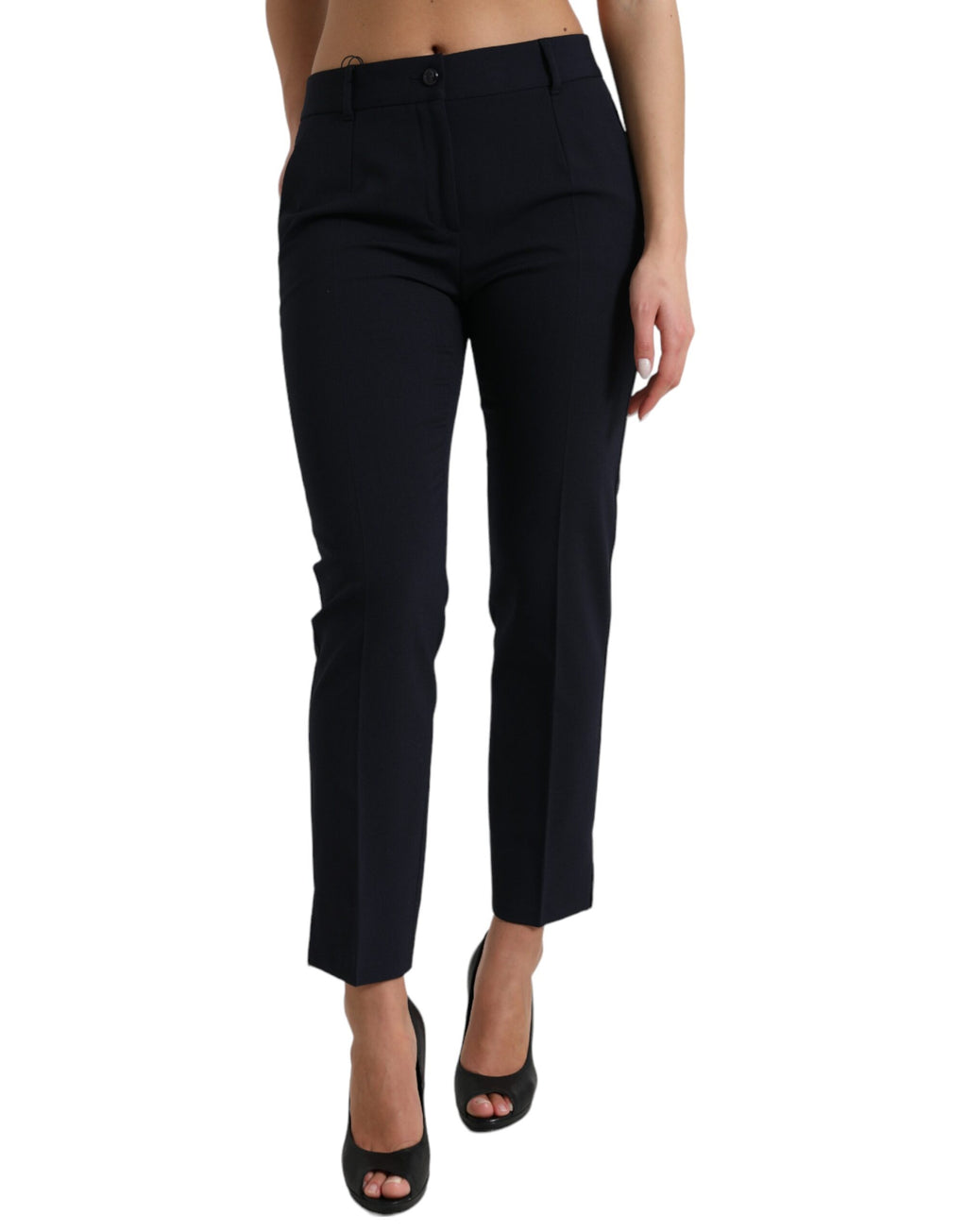 Pantalon Dolce & Gabbana bleu taille mi-haute fuselé raccourci