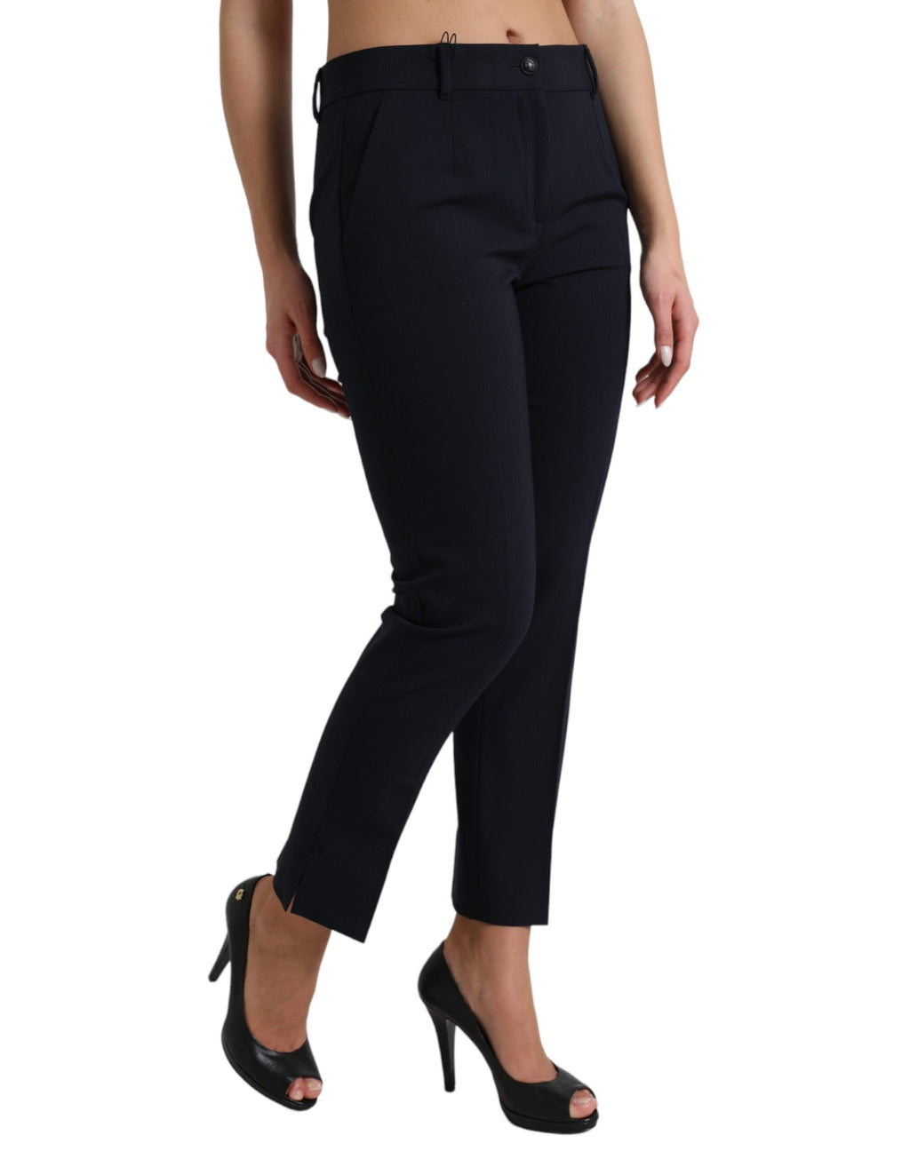 Pantalon Dolce & Gabbana bleu taille mi-haute fuselé raccourci