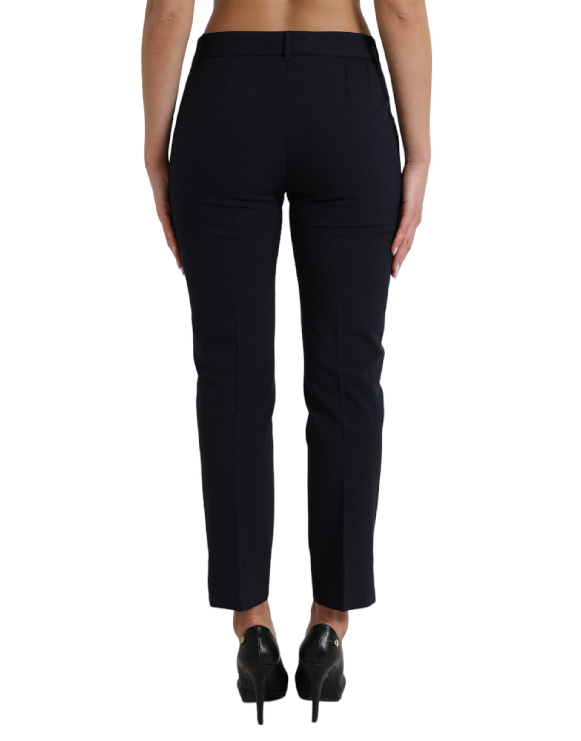 Pantalon Dolce & Gabbana bleu taille mi-haute fuselé raccourci