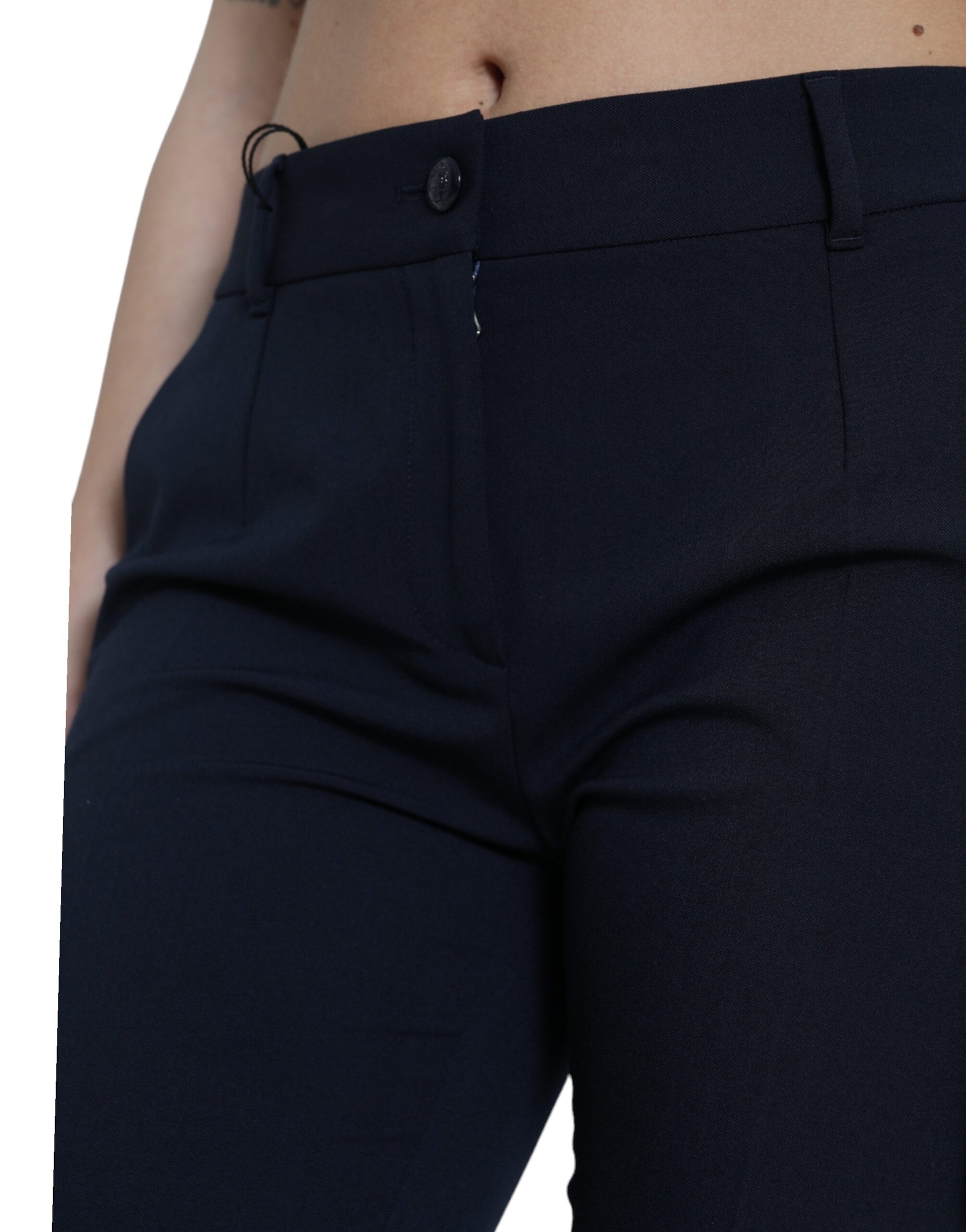 Pantalon Dolce & Gabbana bleu taille mi-haute fuselé raccourci