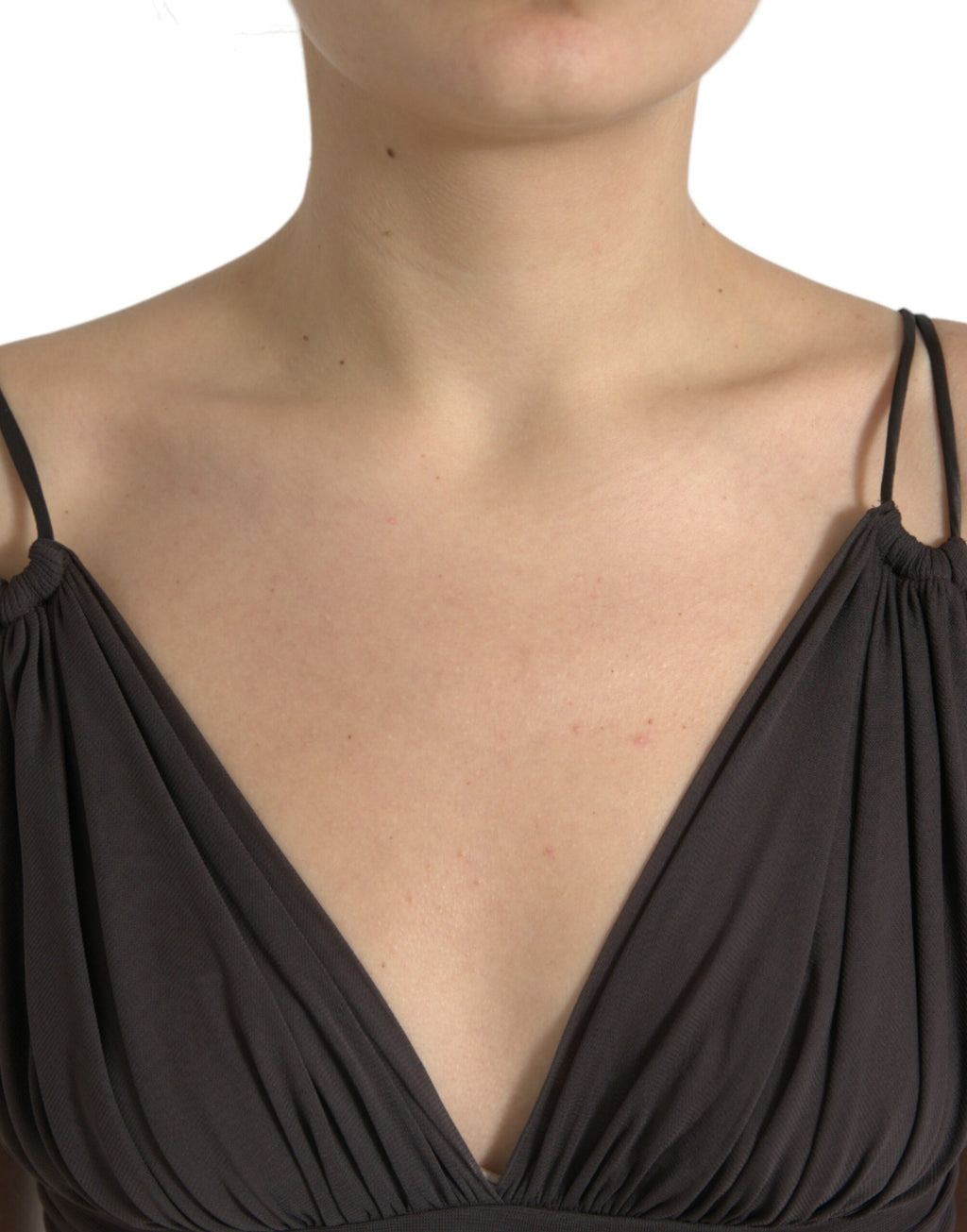 Débardeur court Dolce & Gabbana en viscose marron avec décolleté plongeant en V