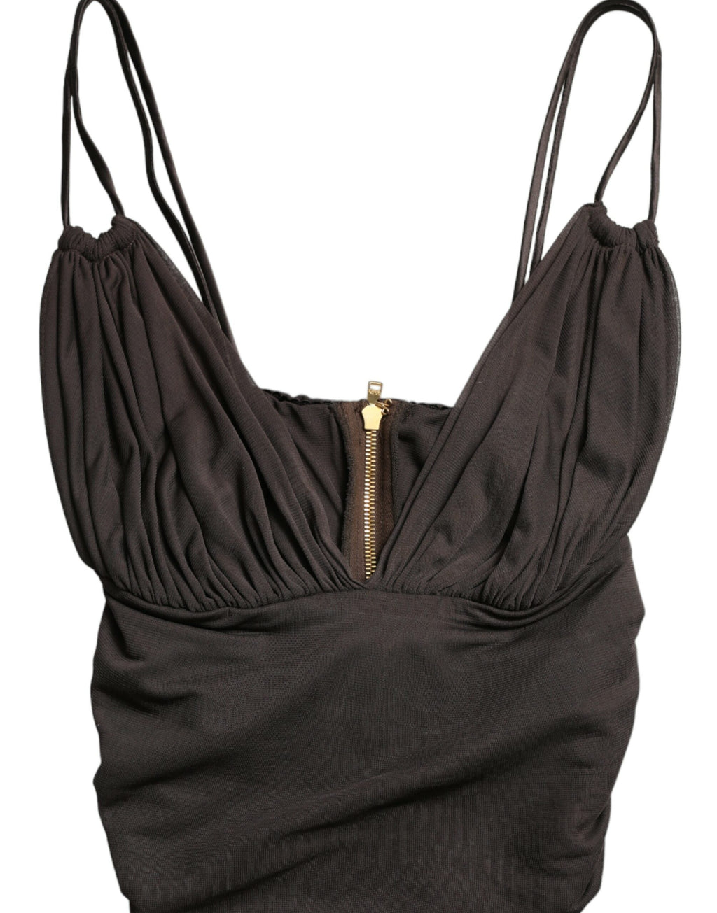 Débardeur court Dolce & Gabbana en viscose marron avec décolleté plongeant en V
