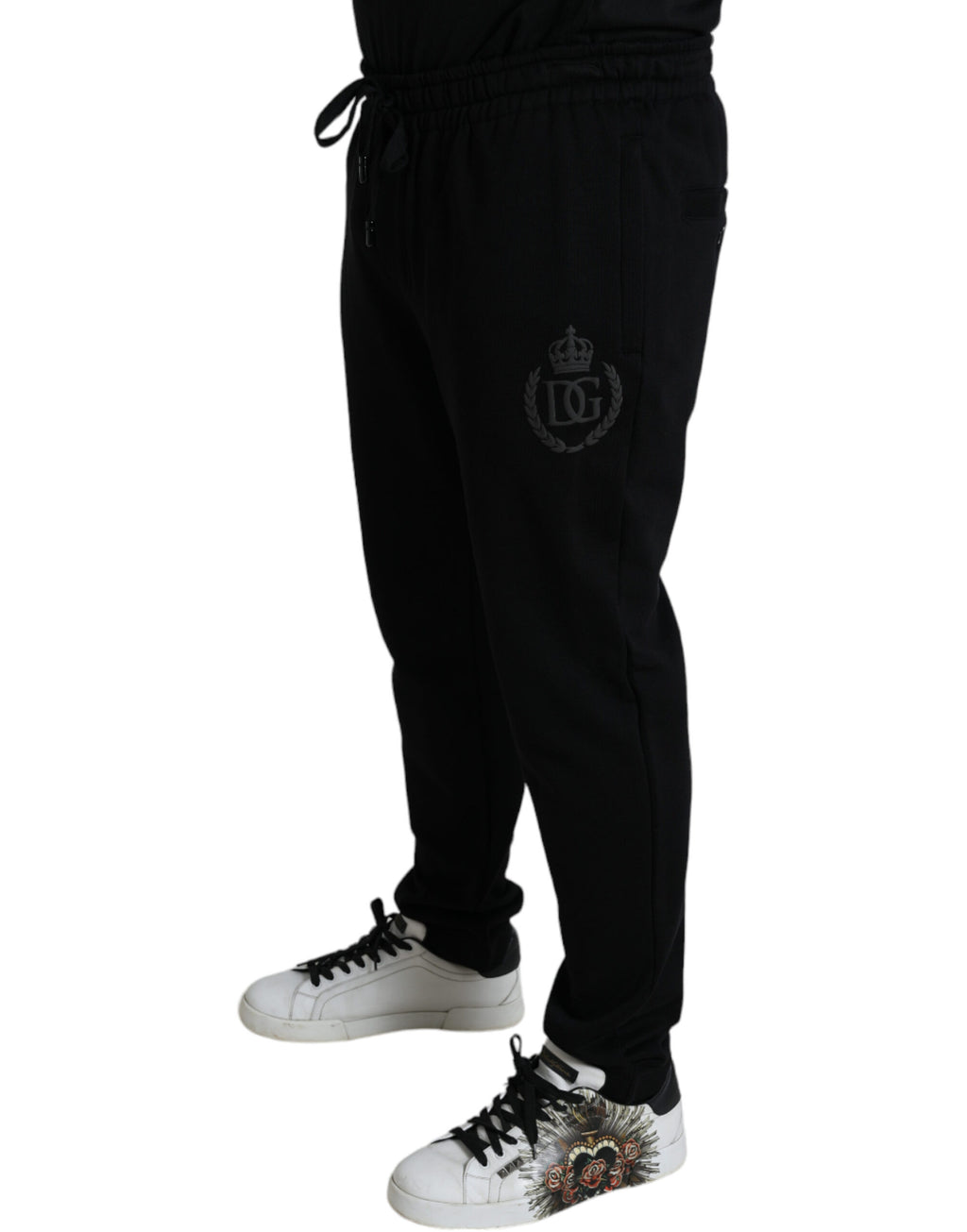 Pantalon de jogging ajusté noir Dolce & Gabbana avec logo DG