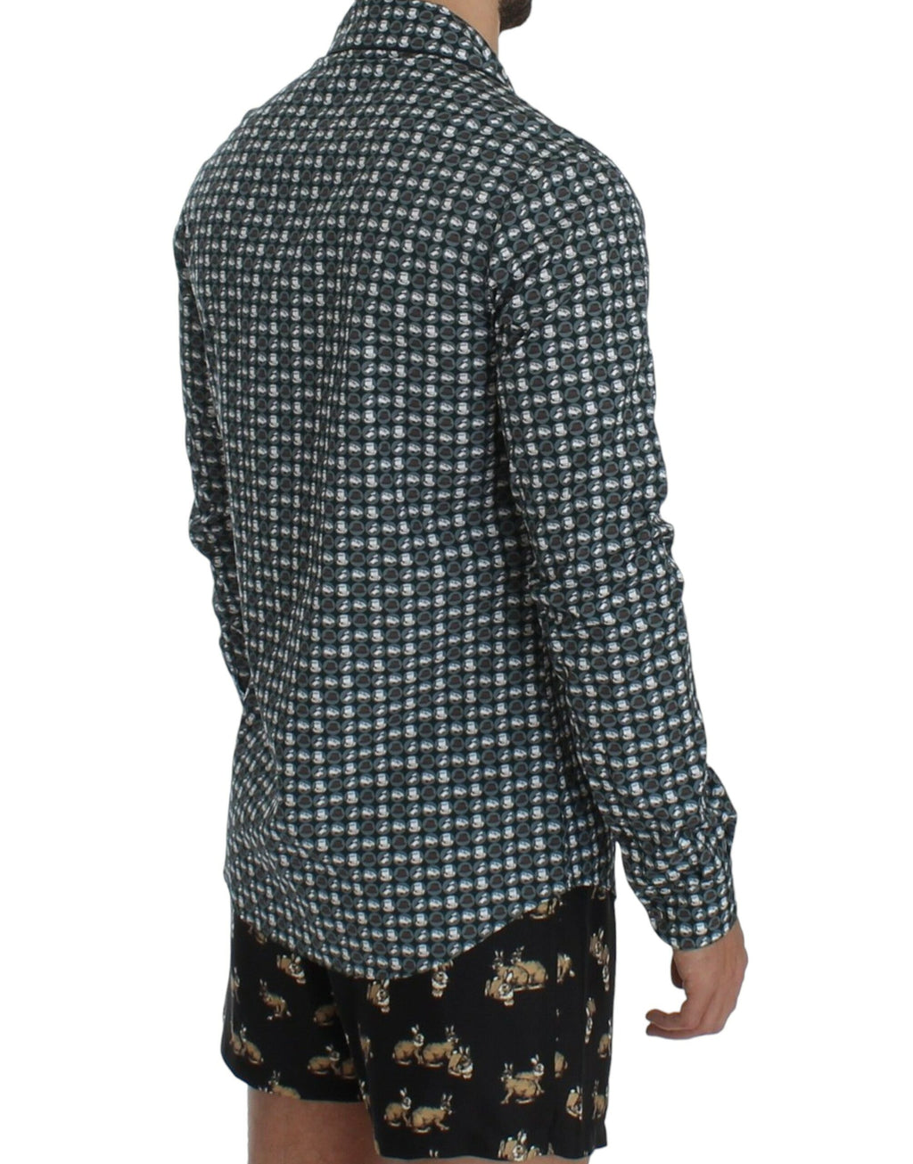Dolce &amp; Gabbana Pyjamahemd aus Baumwolle mit grünem Hut-Print, Nachtwäsche