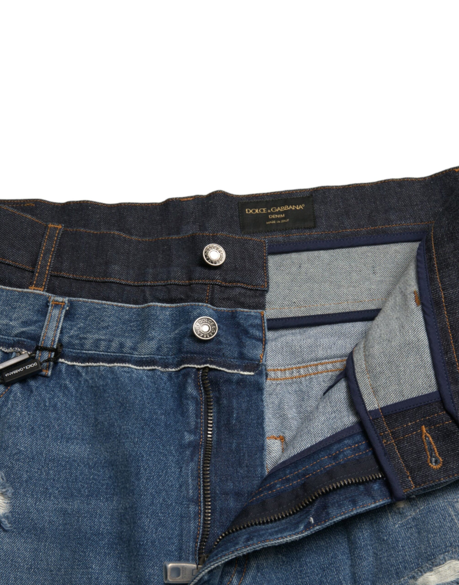 Dolce & Gabbana Jean en denim déchiré bleu en coton pour homme