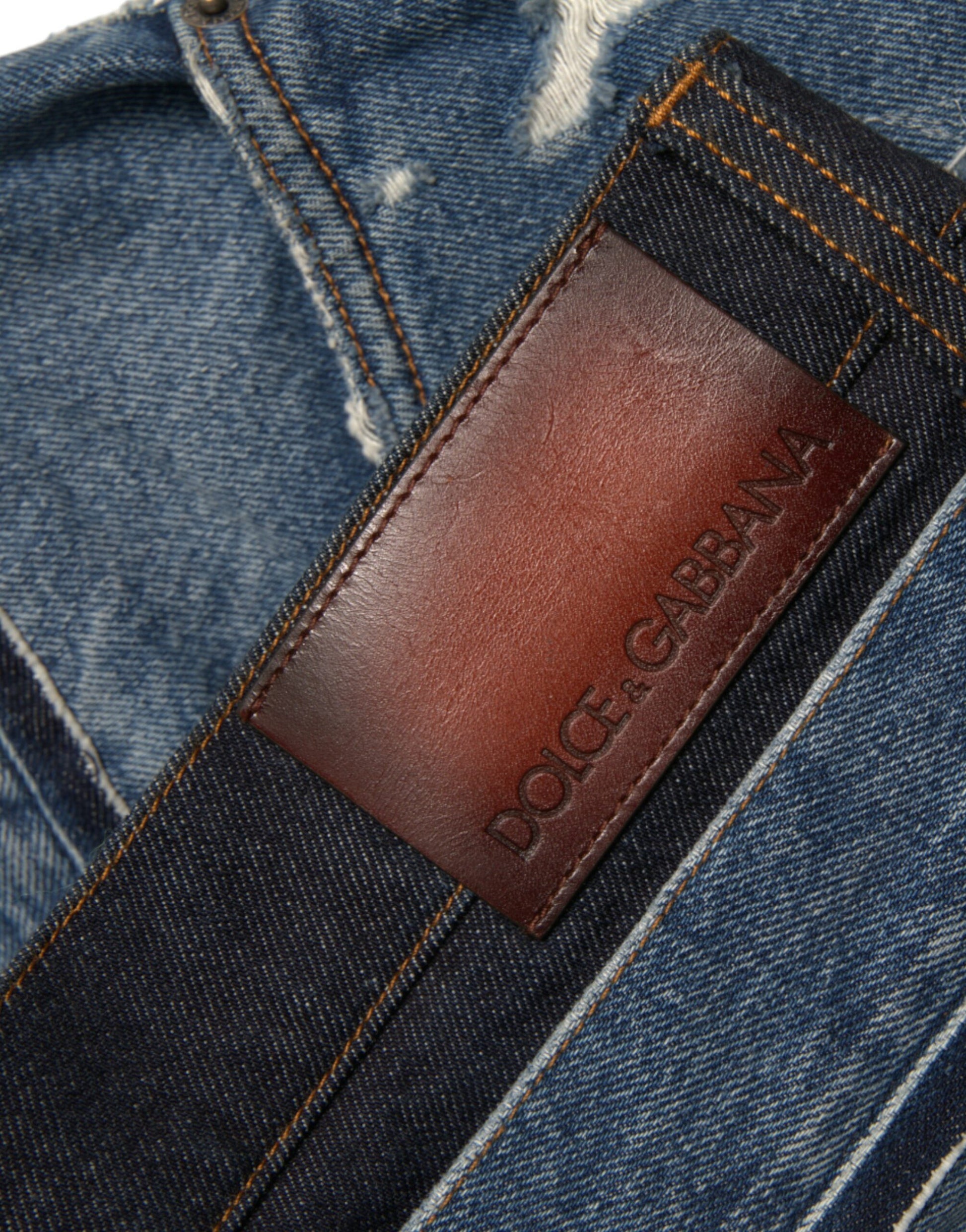 Dolce & Gabbana Jean en denim déchiré bleu en coton pour homme