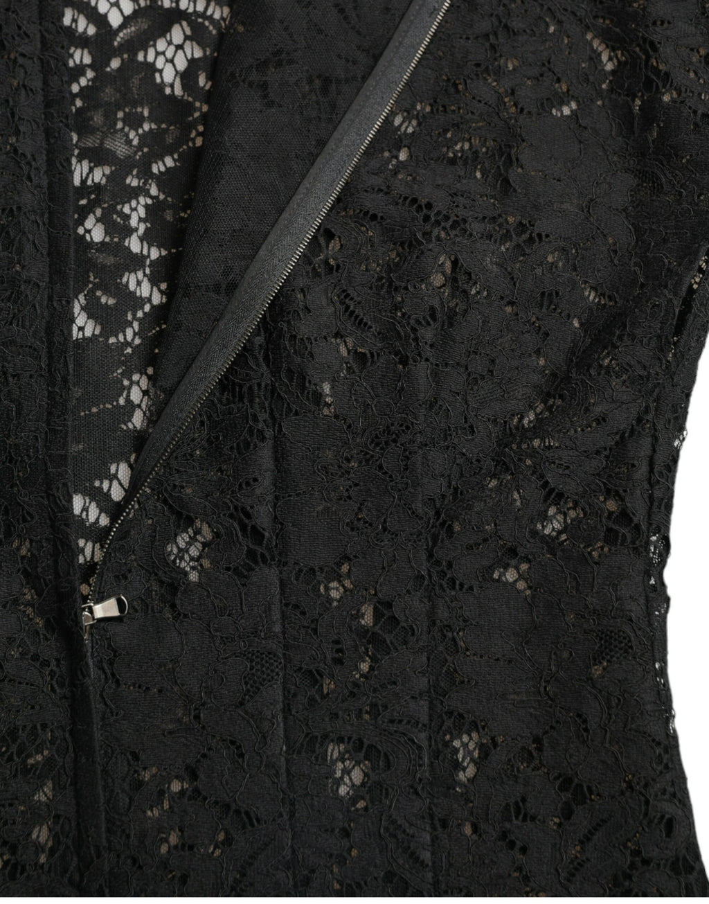 Mini-robe évasée en dentelle florale de coton noire Dolce & Gabbana