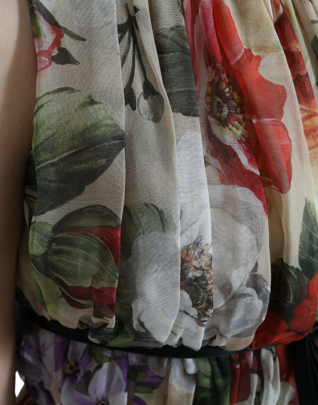 Robe trapèze courte sans manches Dolce & Gabbana beige à motif floral