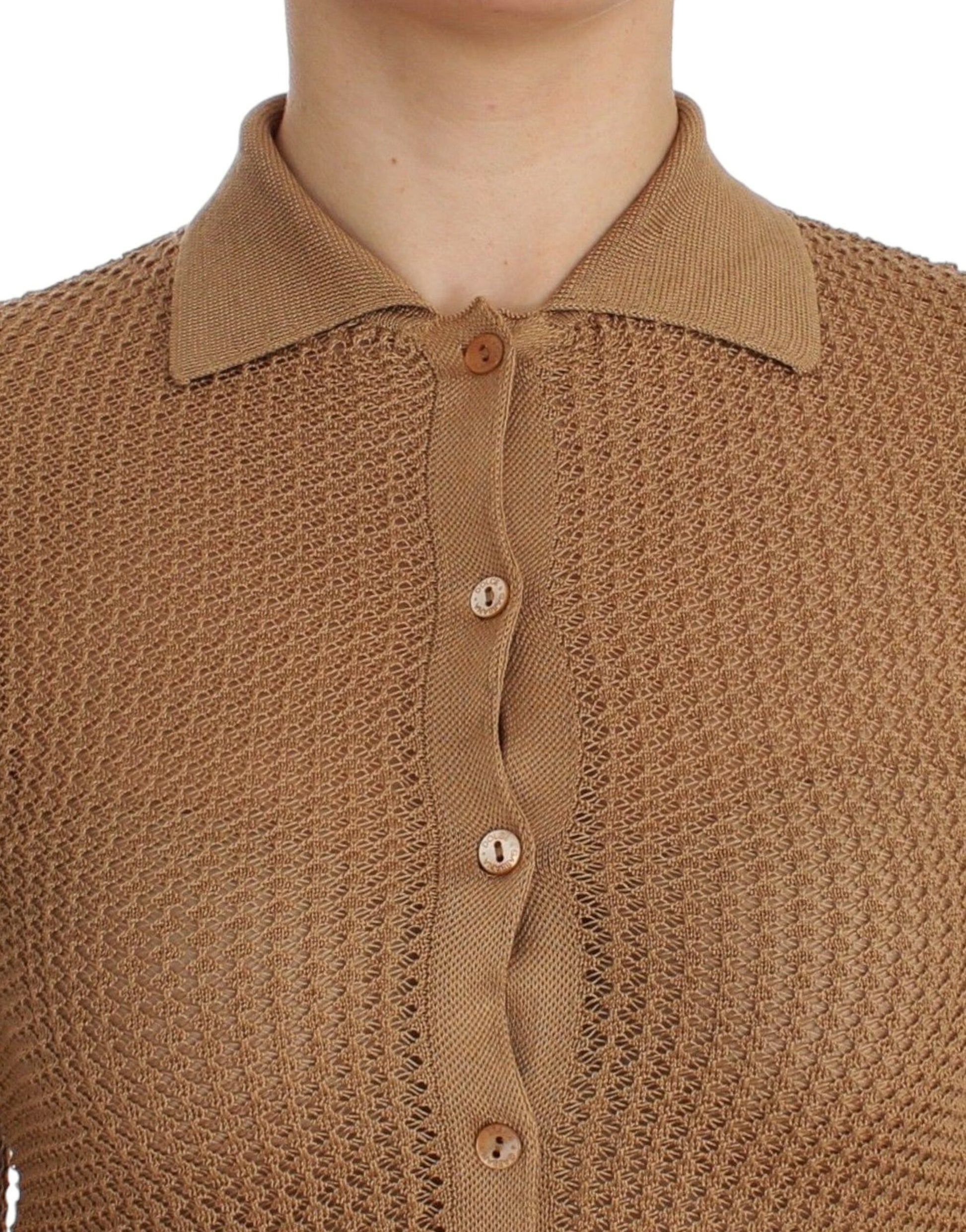 Cardigan Polo Dolce & Gabbana en Coton Tricoté Beige