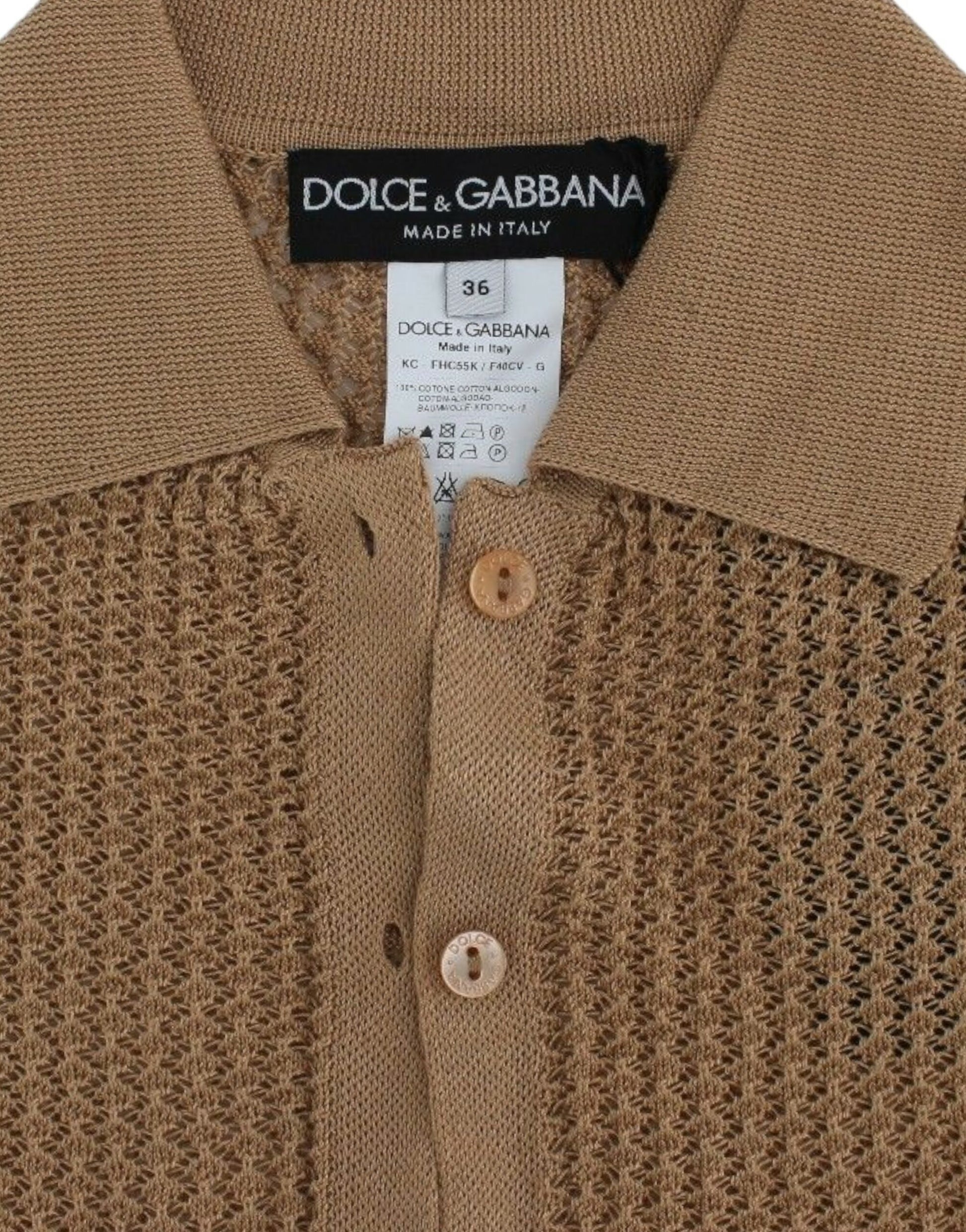 Cardigan Polo Dolce & Gabbana en Coton Tricoté Beige