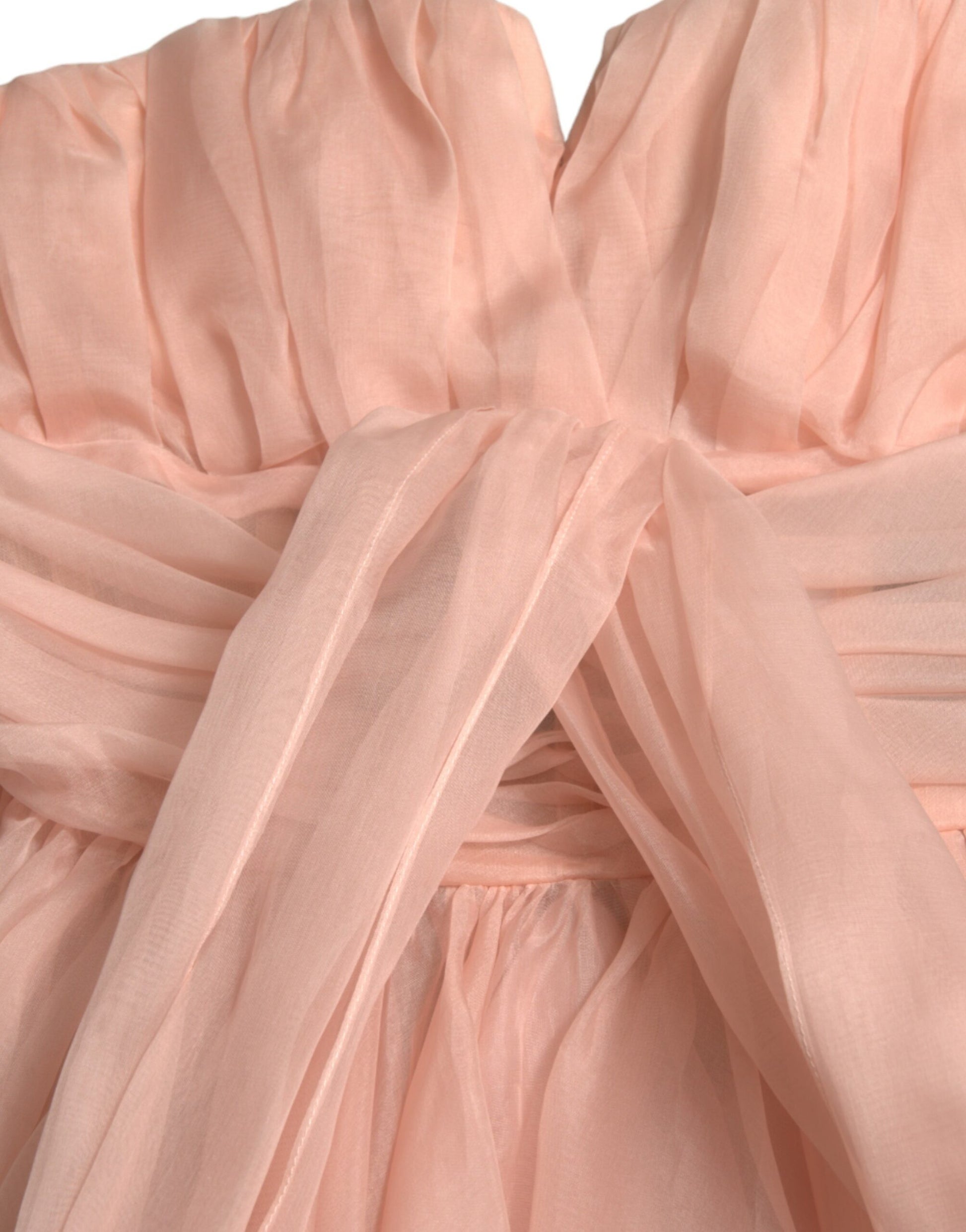 Robe midi plissée en mousseline de soie rose Dolce & Gabbana avec licou et coupe trapèze