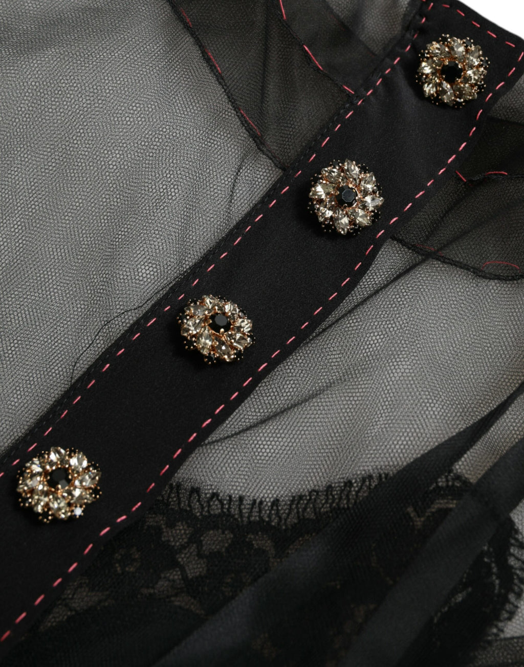 Robe de soirée Dolce & Gabbana en tulle brodé de fleurs noires