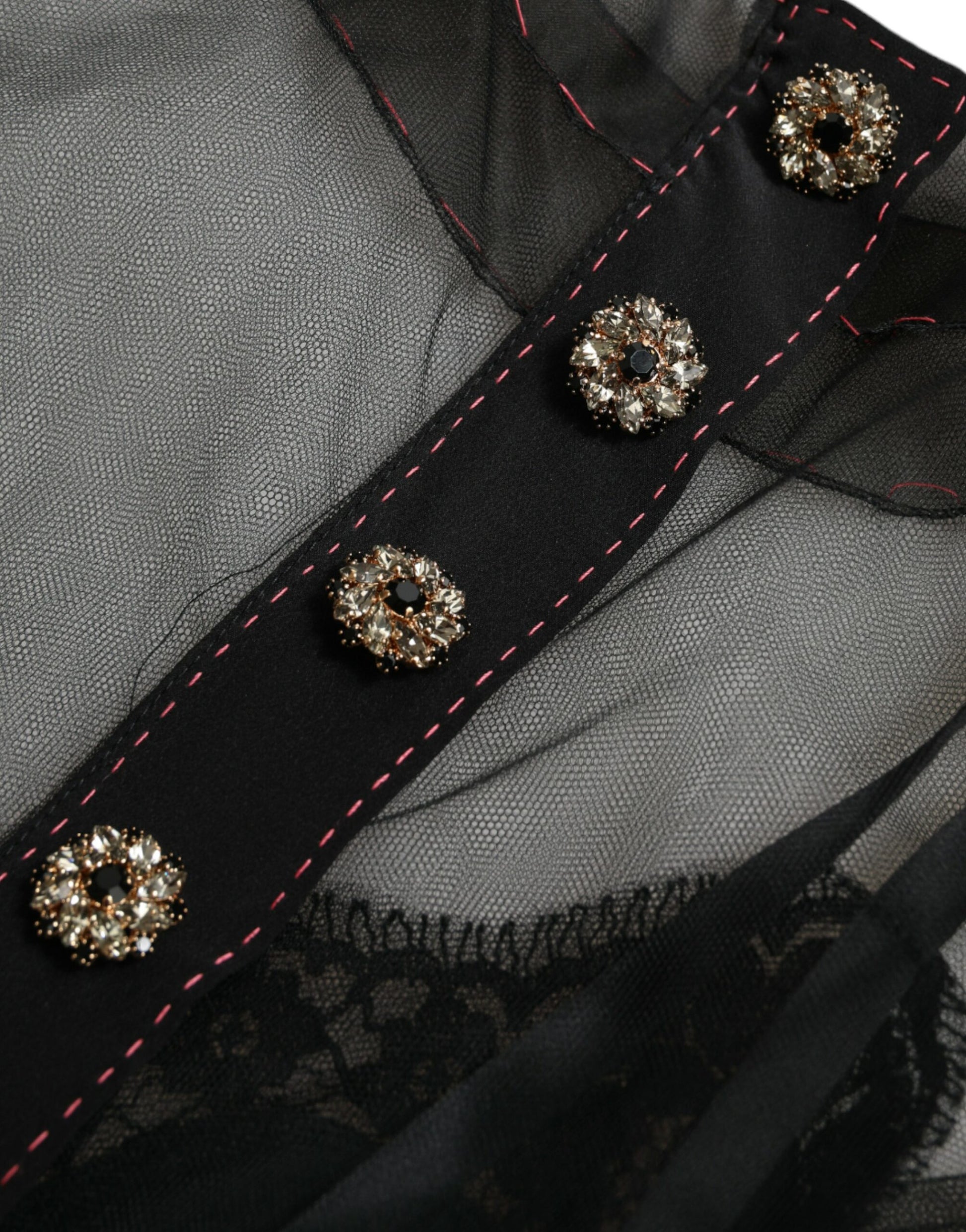 Robe de soirée Dolce & Gabbana en tulle brodé de fleurs noires