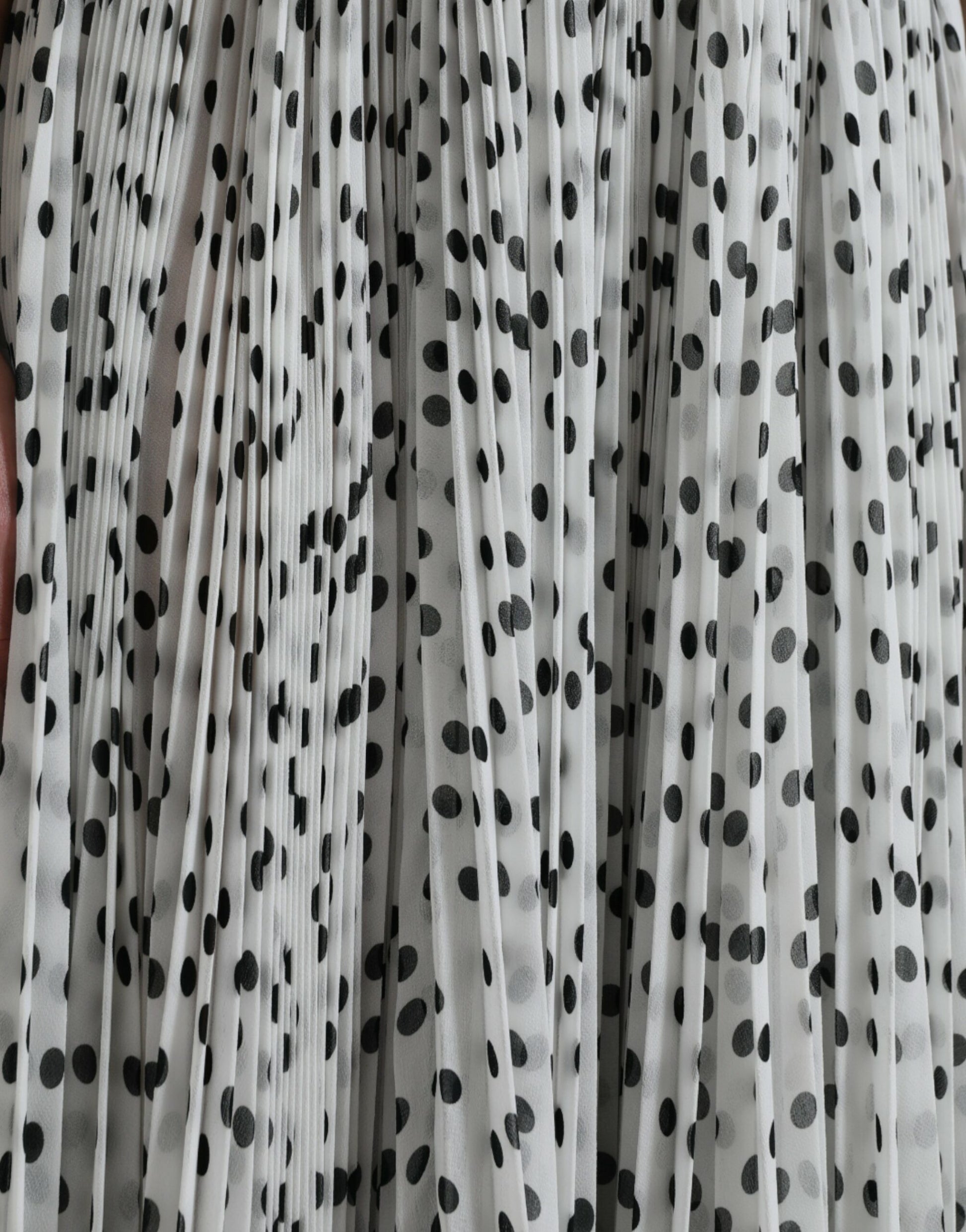 Robe longue plissée évasée à pois blancs Dolce & Gabbana