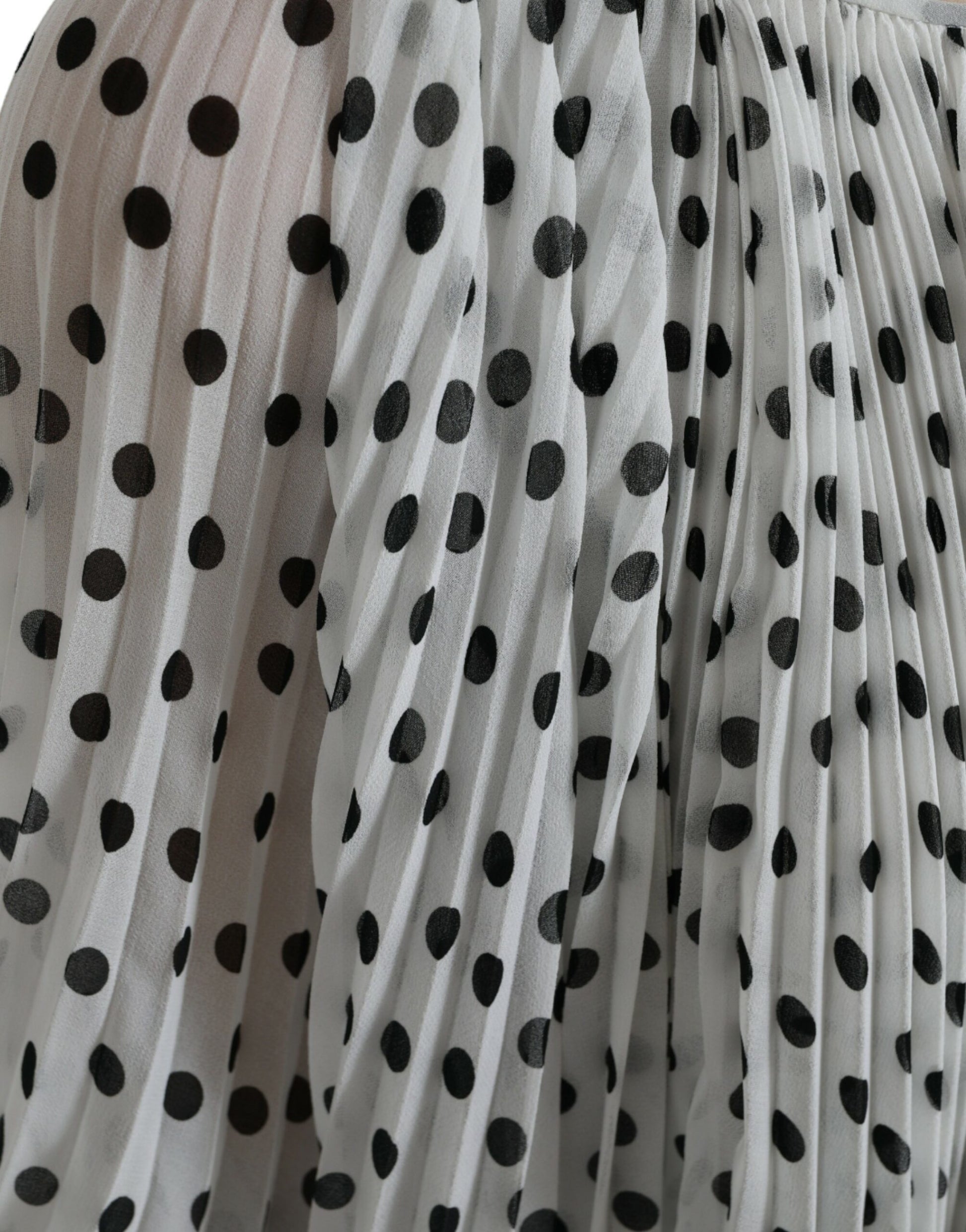 Robe longue plissée évasée à pois blancs Dolce & Gabbana