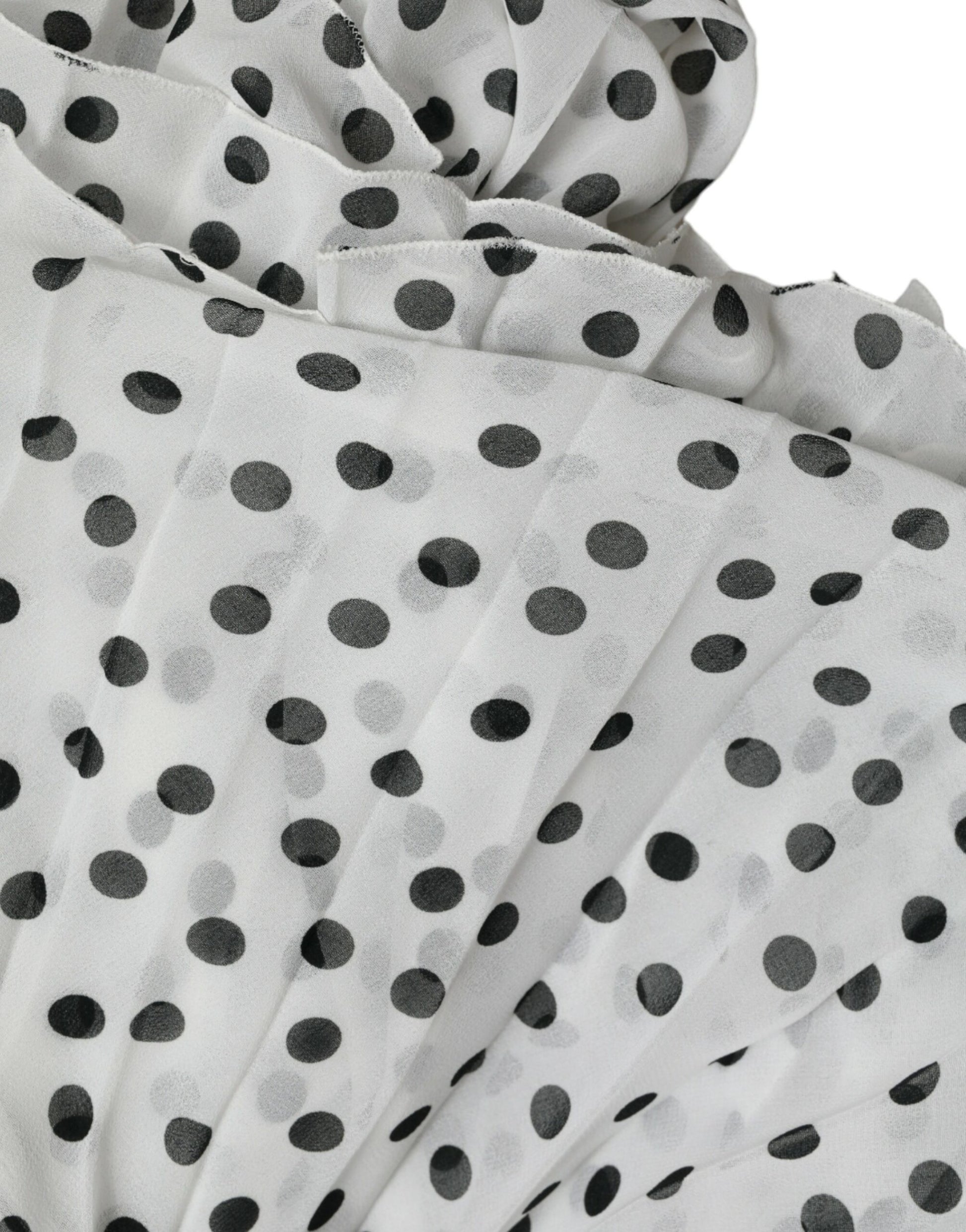 Robe longue plissée évasée à pois blancs Dolce & Gabbana