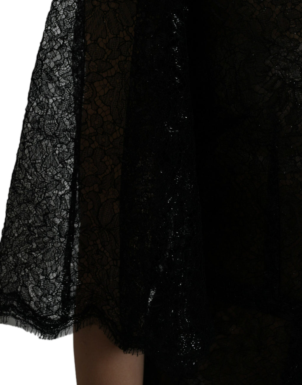 Robe midi évasée transparente en dentelle florale noire Dolce & Gabbana