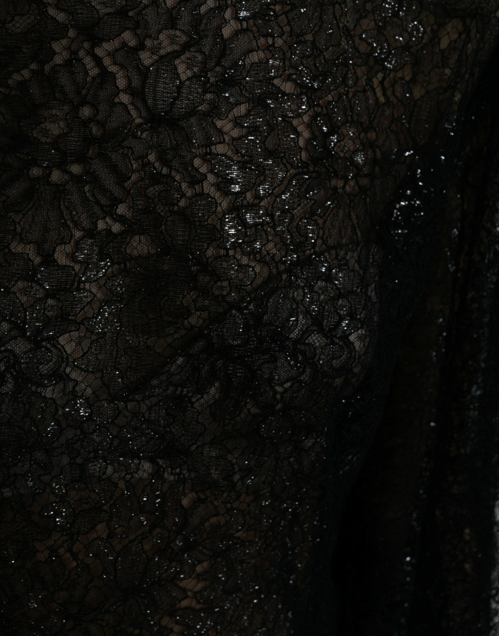 Robe midi évasée transparente en dentelle florale noire Dolce & Gabbana