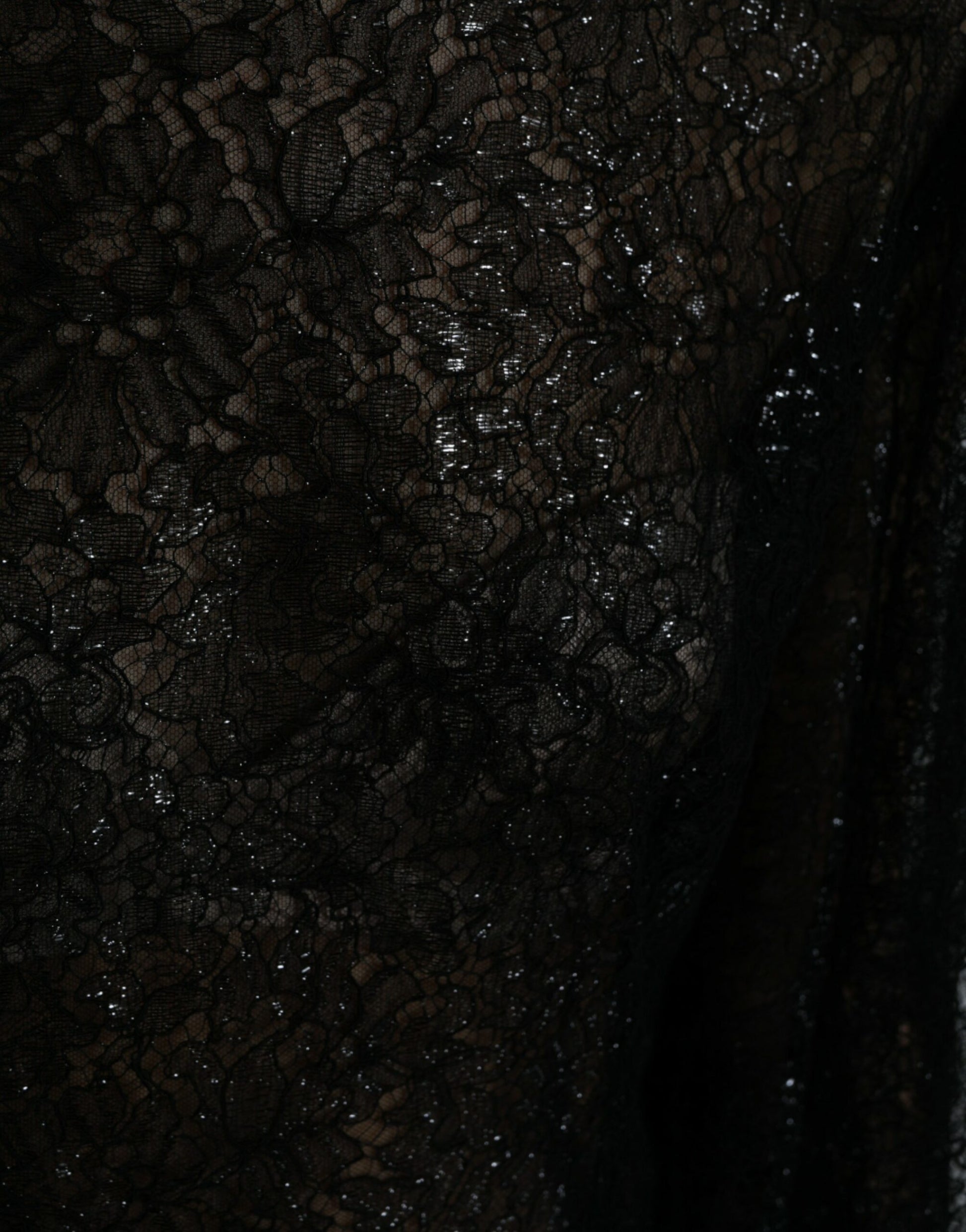 Robe midi évasée transparente en dentelle florale noire Dolce & Gabbana