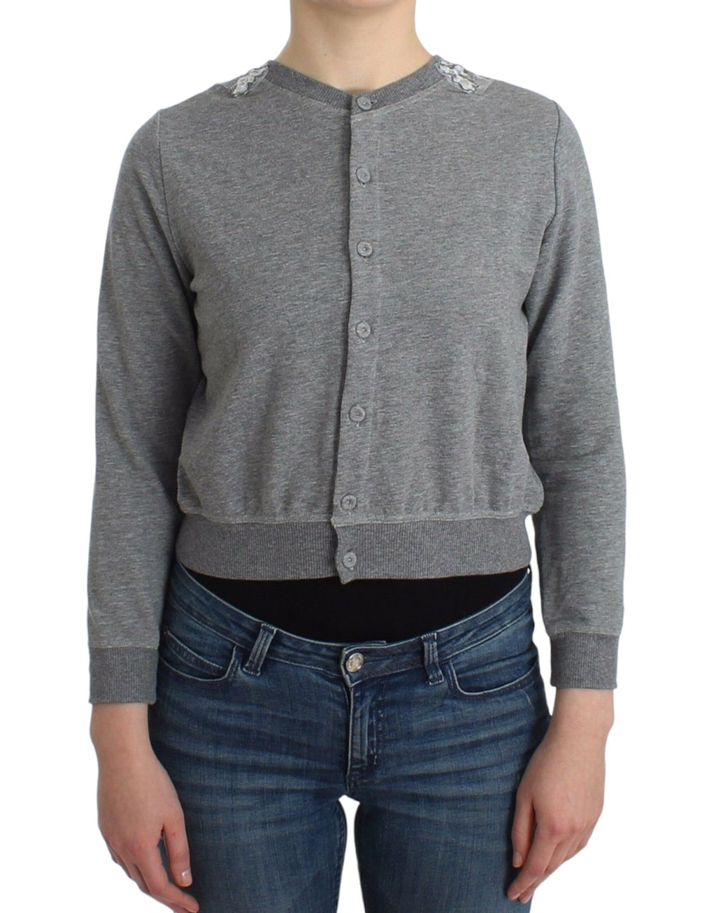 Haut de cardigan pull en dentelle gris Ermanno Scervino Lingerie