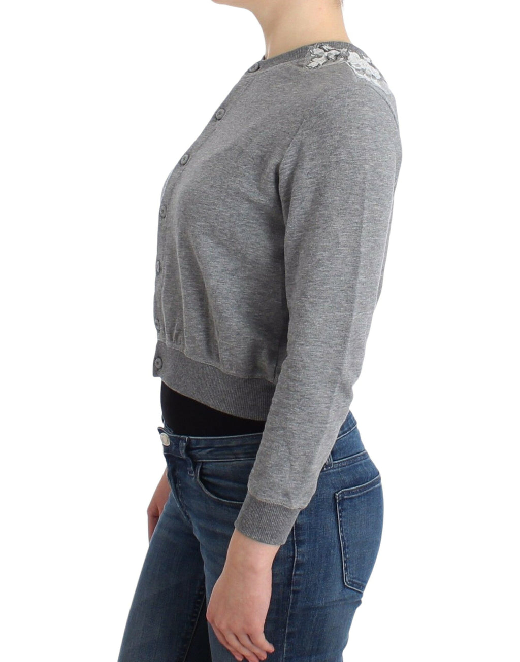 Haut de cardigan pull en dentelle gris Ermanno Scervino Lingerie