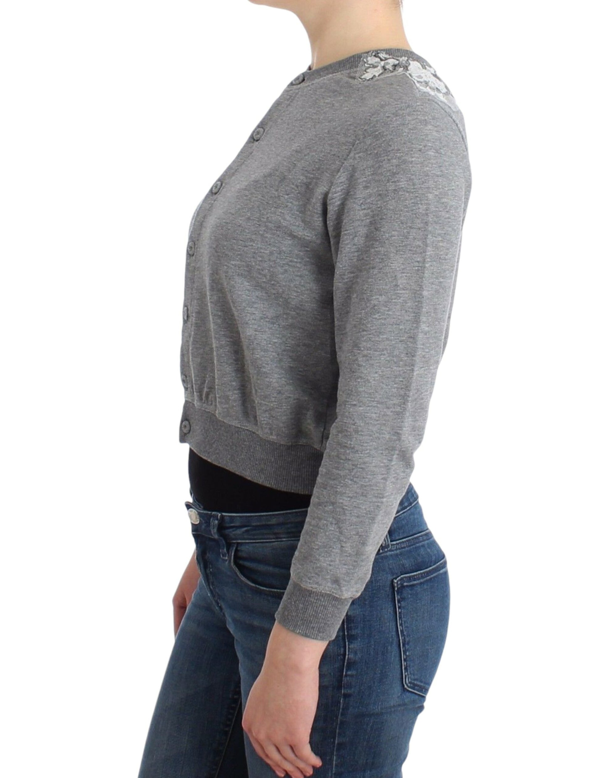 Haut de cardigan pull en dentelle gris Ermanno Scervino Lingerie