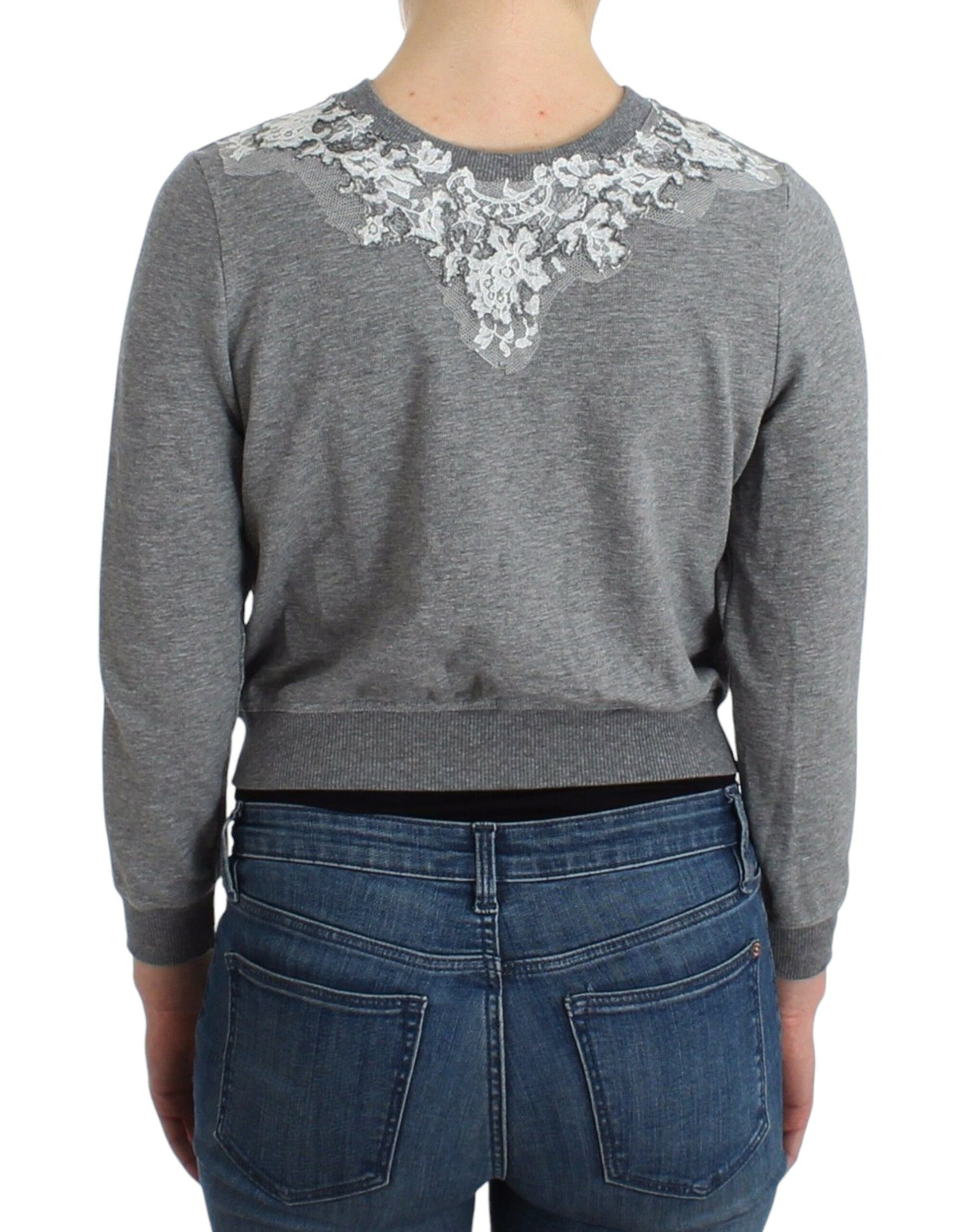 Haut de cardigan pull en dentelle gris Ermanno Scervino Lingerie