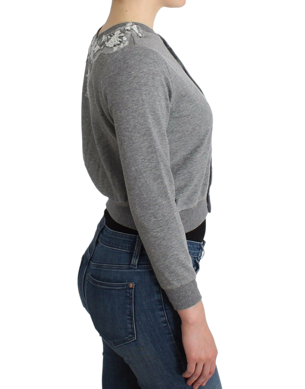 Haut de cardigan pull en dentelle gris Ermanno Scervino Lingerie