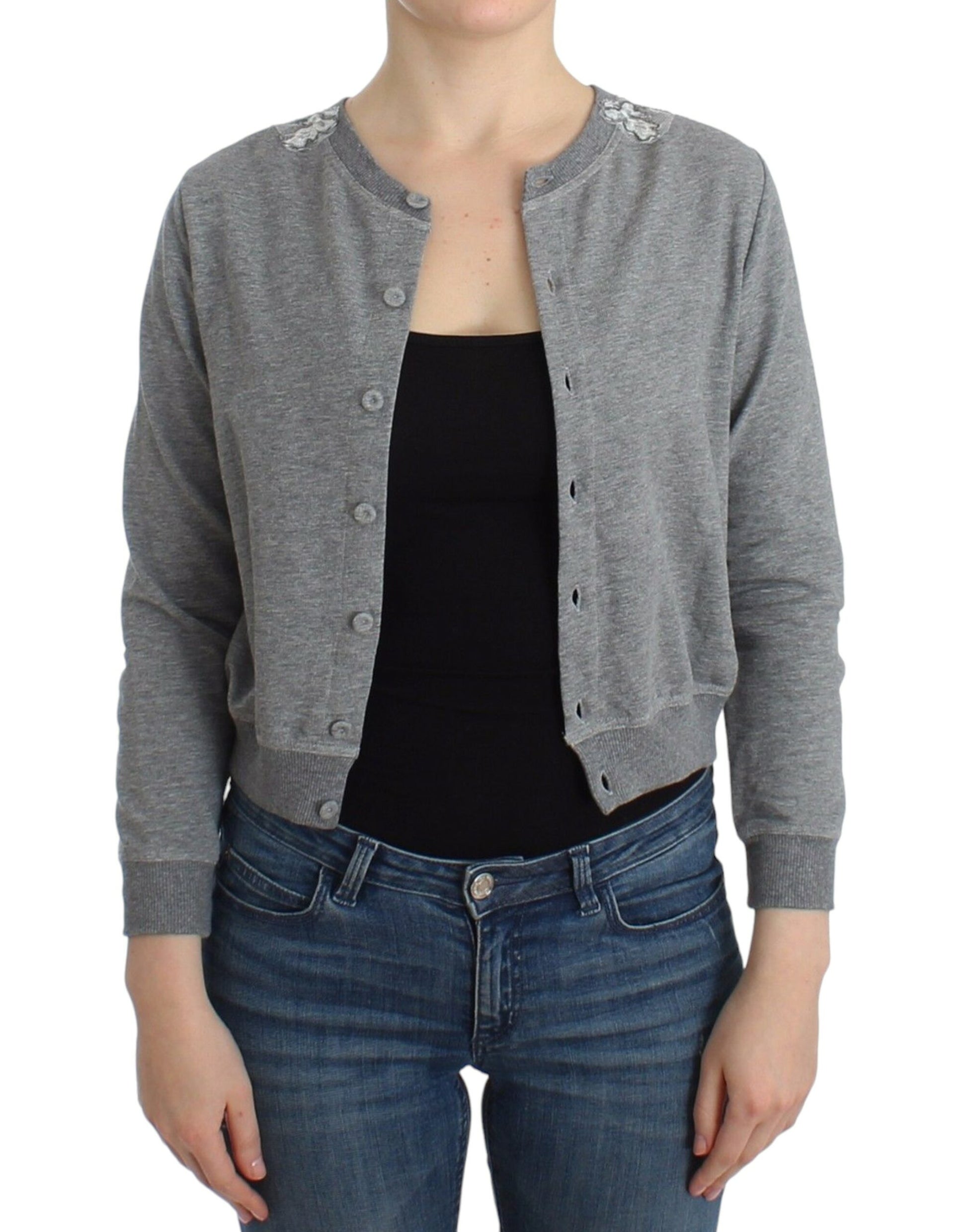 Haut de cardigan pull en dentelle gris Ermanno Scervino Lingerie