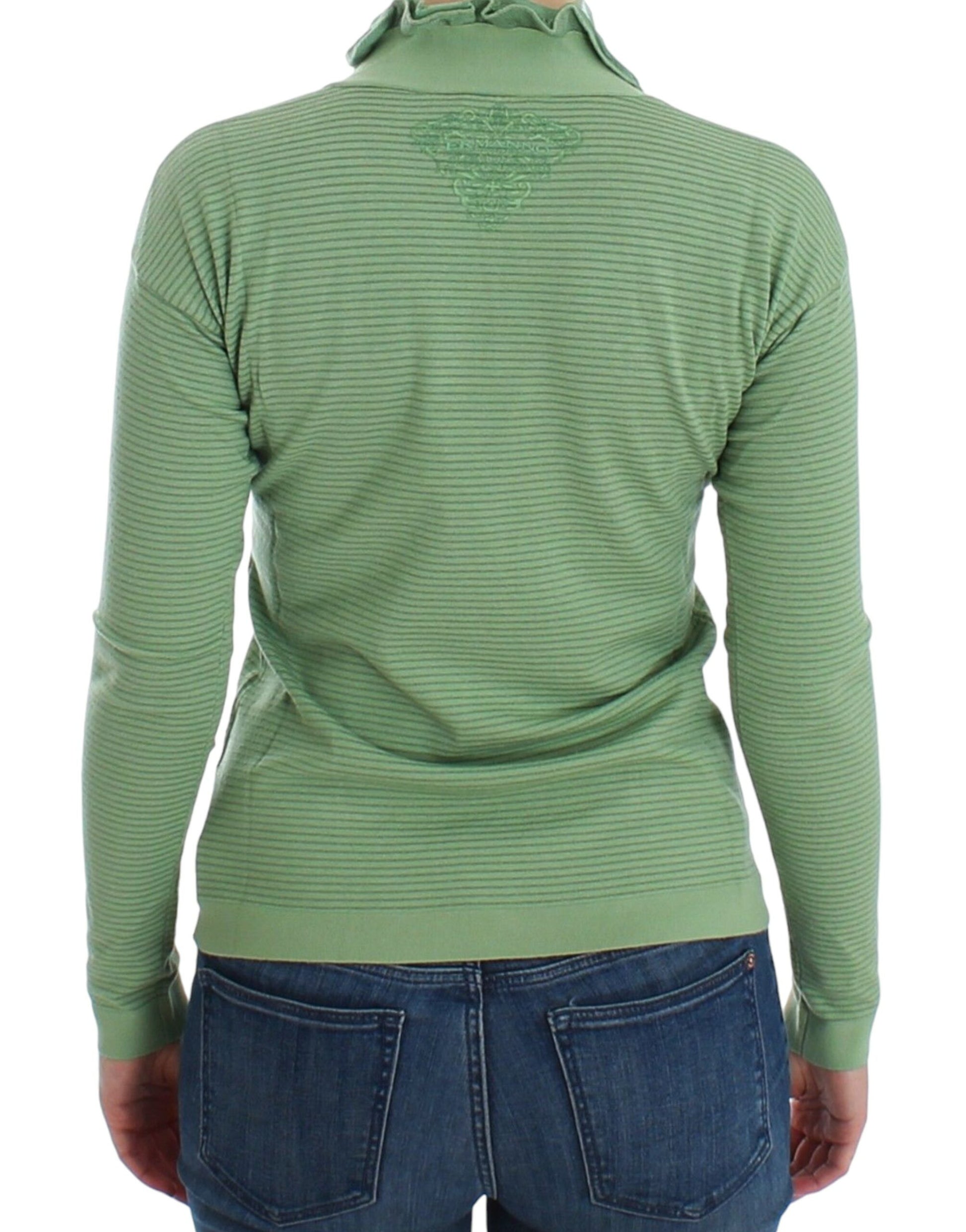 Pull Ermanno Scervino à manches longues rayé en mélange de laine verte