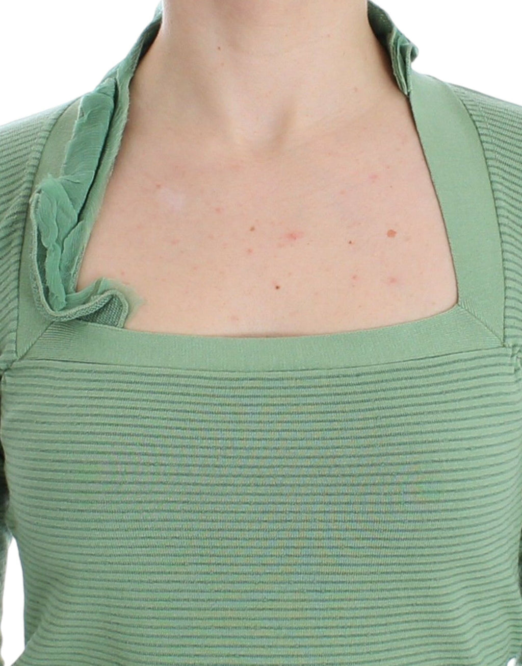 Pull Ermanno Scervino à manches longues rayé en mélange de laine verte