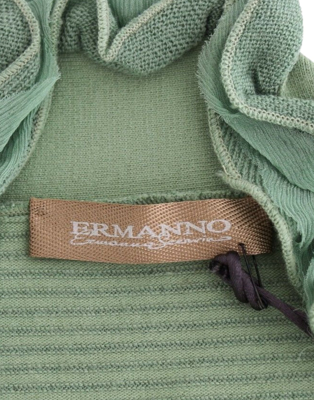 Pull Ermanno Scervino à manches longues rayé en mélange de laine verte