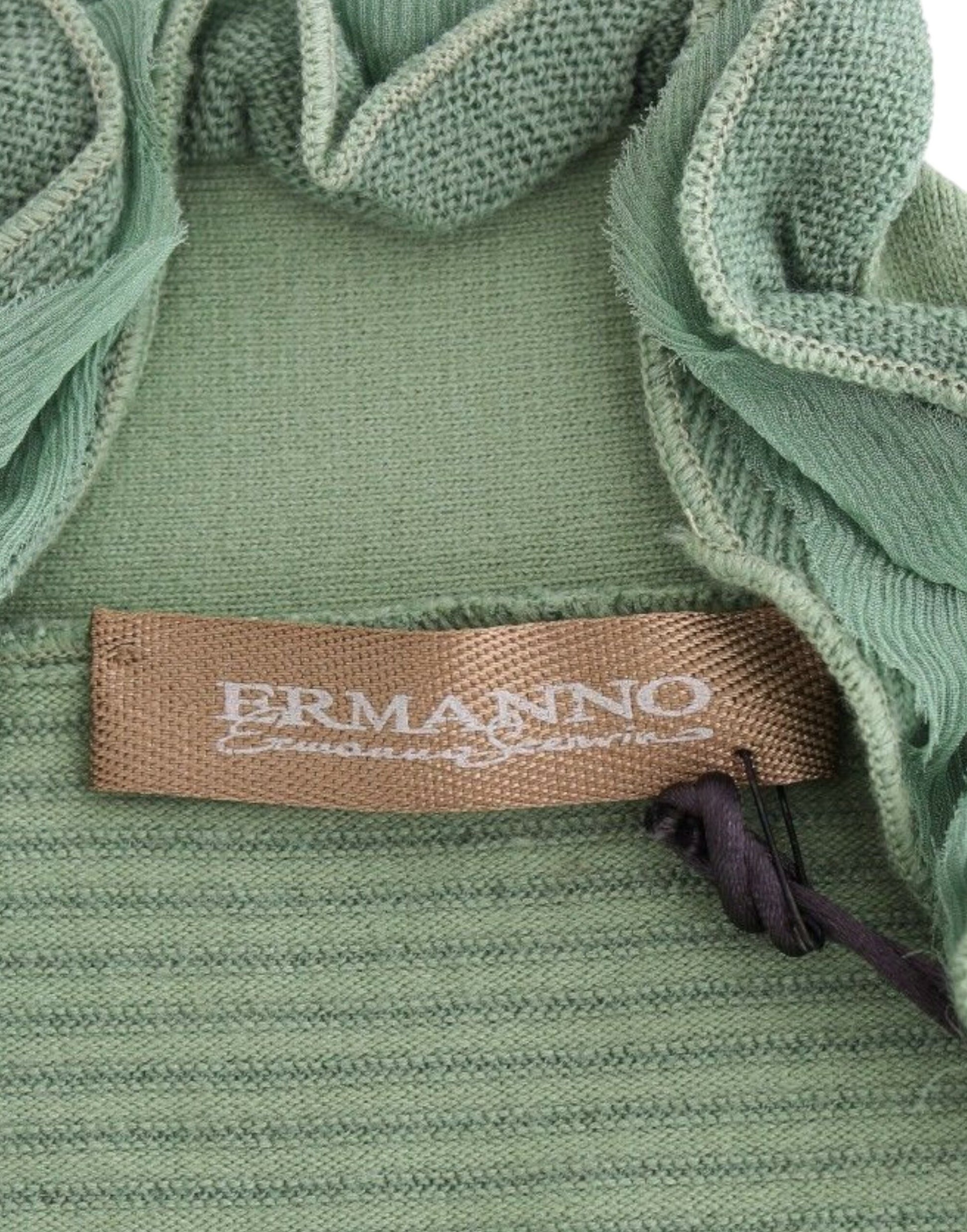 Pull Ermanno Scervino à manches longues rayé en mélange de laine verte