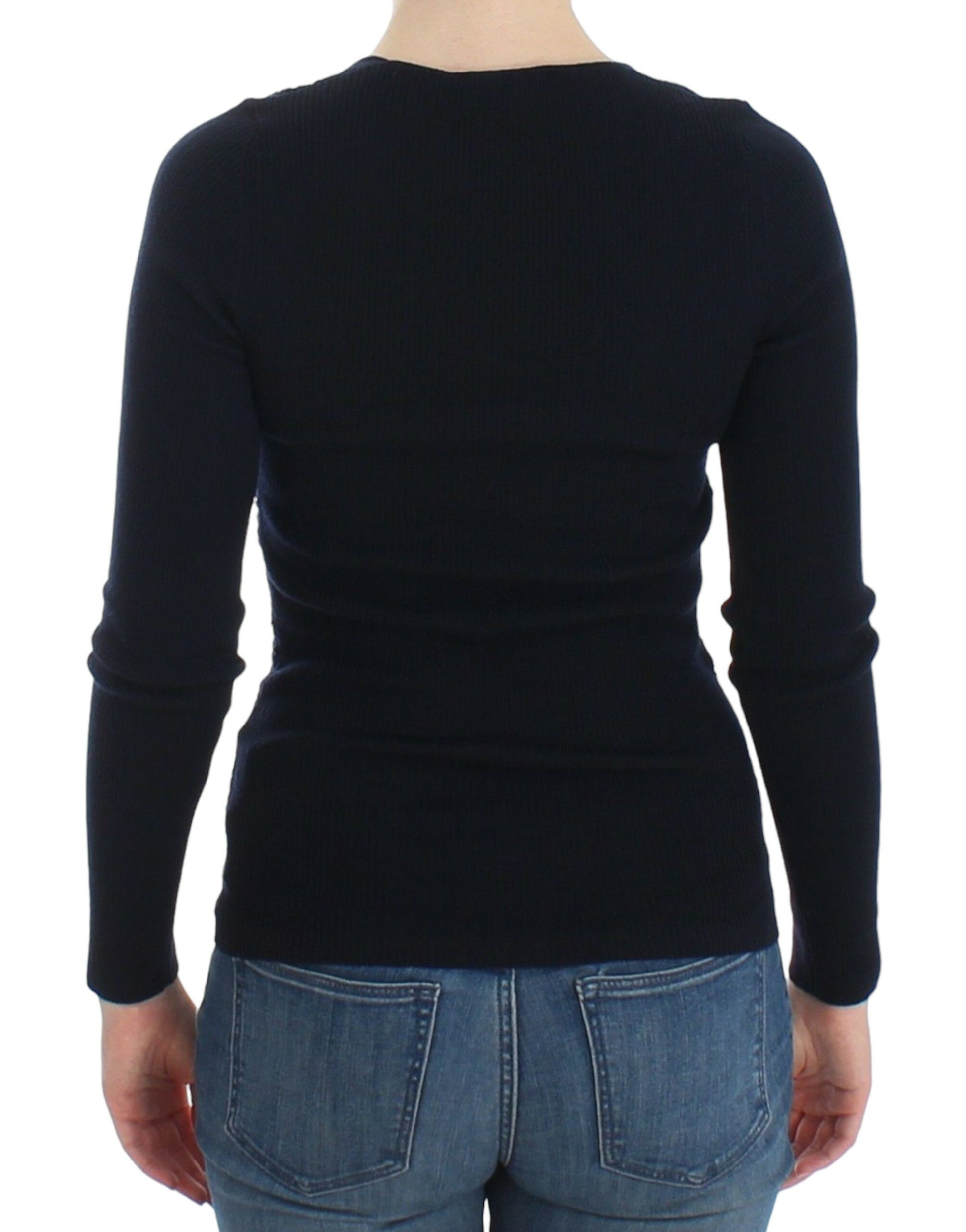 Ermanno Scervino – Blaues Strickpullover-Oberteil aus Wollstretch