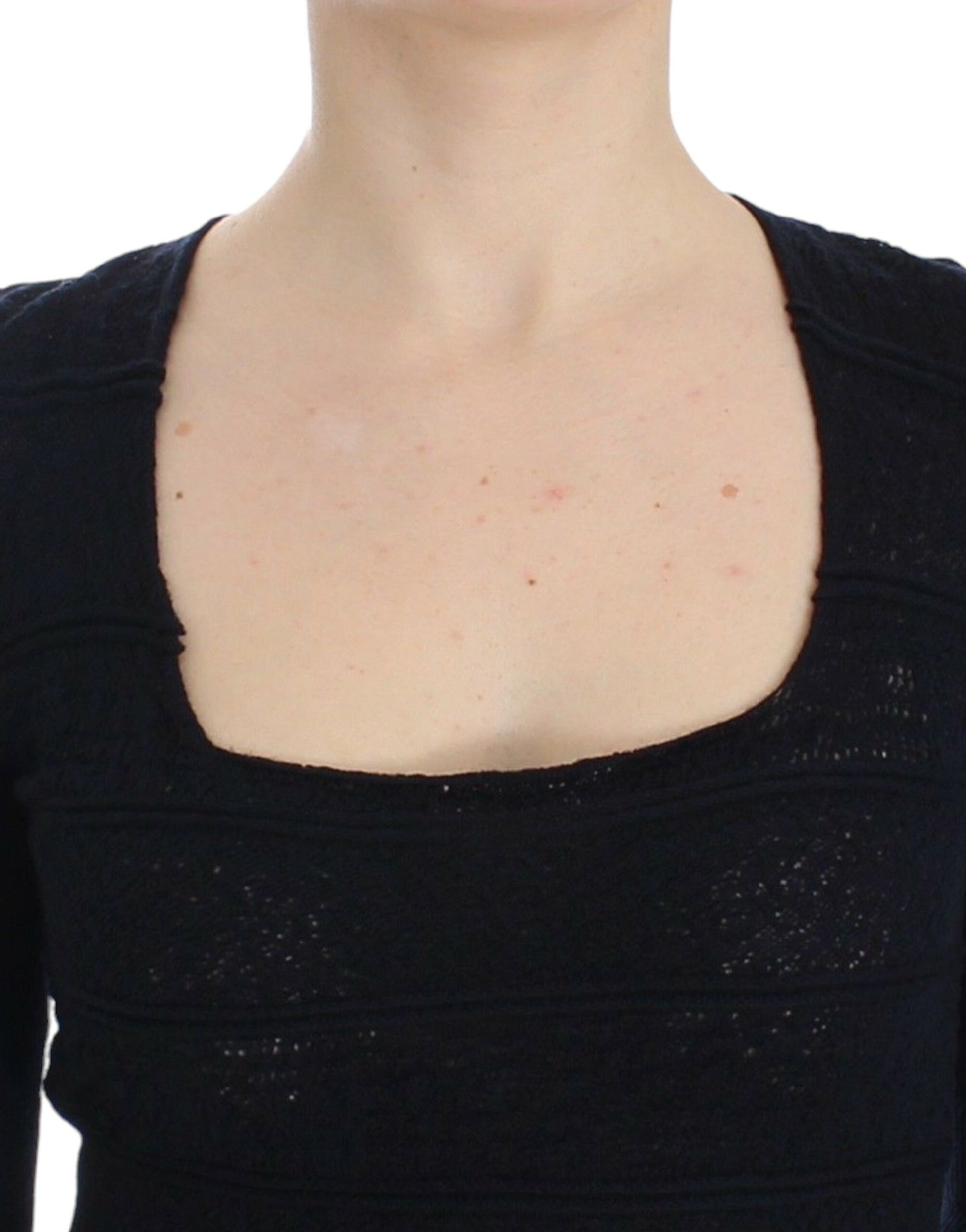 Ermanno Scervino – Blaues Strickpullover-Oberteil aus Wollstretch