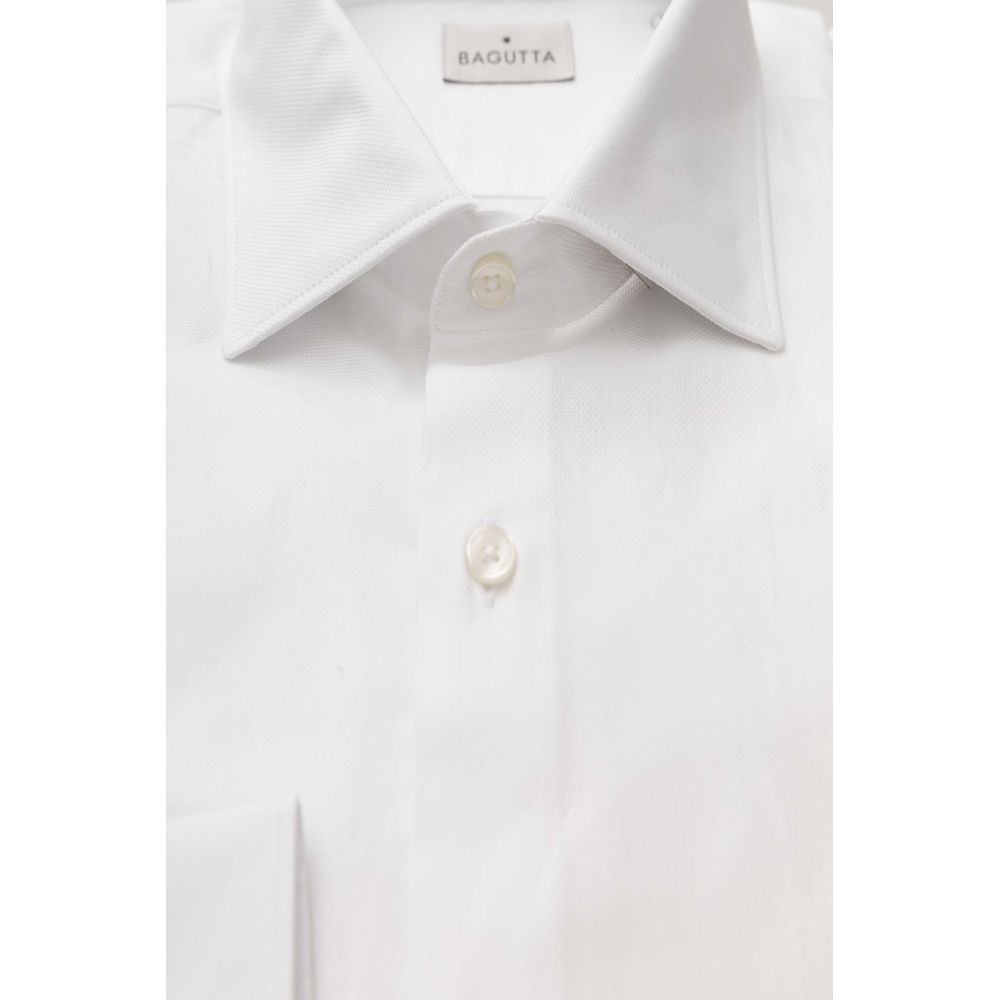 Bagutta White Cotton Men's Classic Shirt