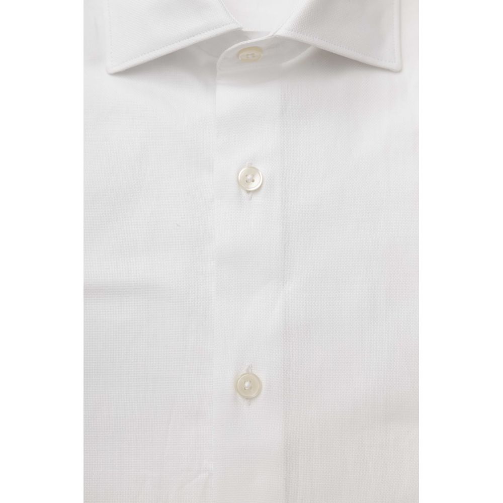 Bagutta White Cotton Men's Classic Shirt