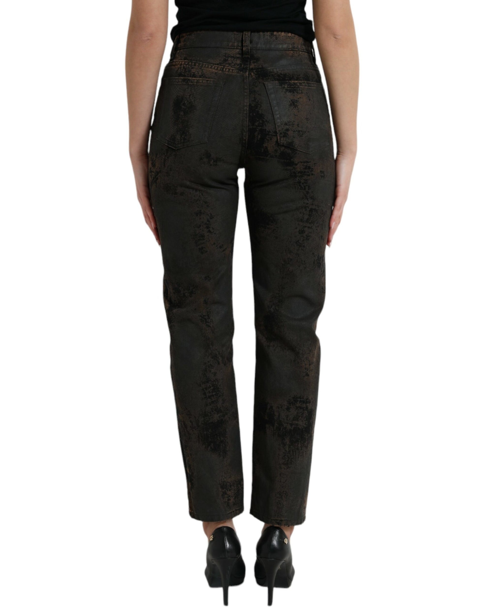 Jean en jean de coton marron taille mi-haute BOYFRIEND Dolce & Gabbana