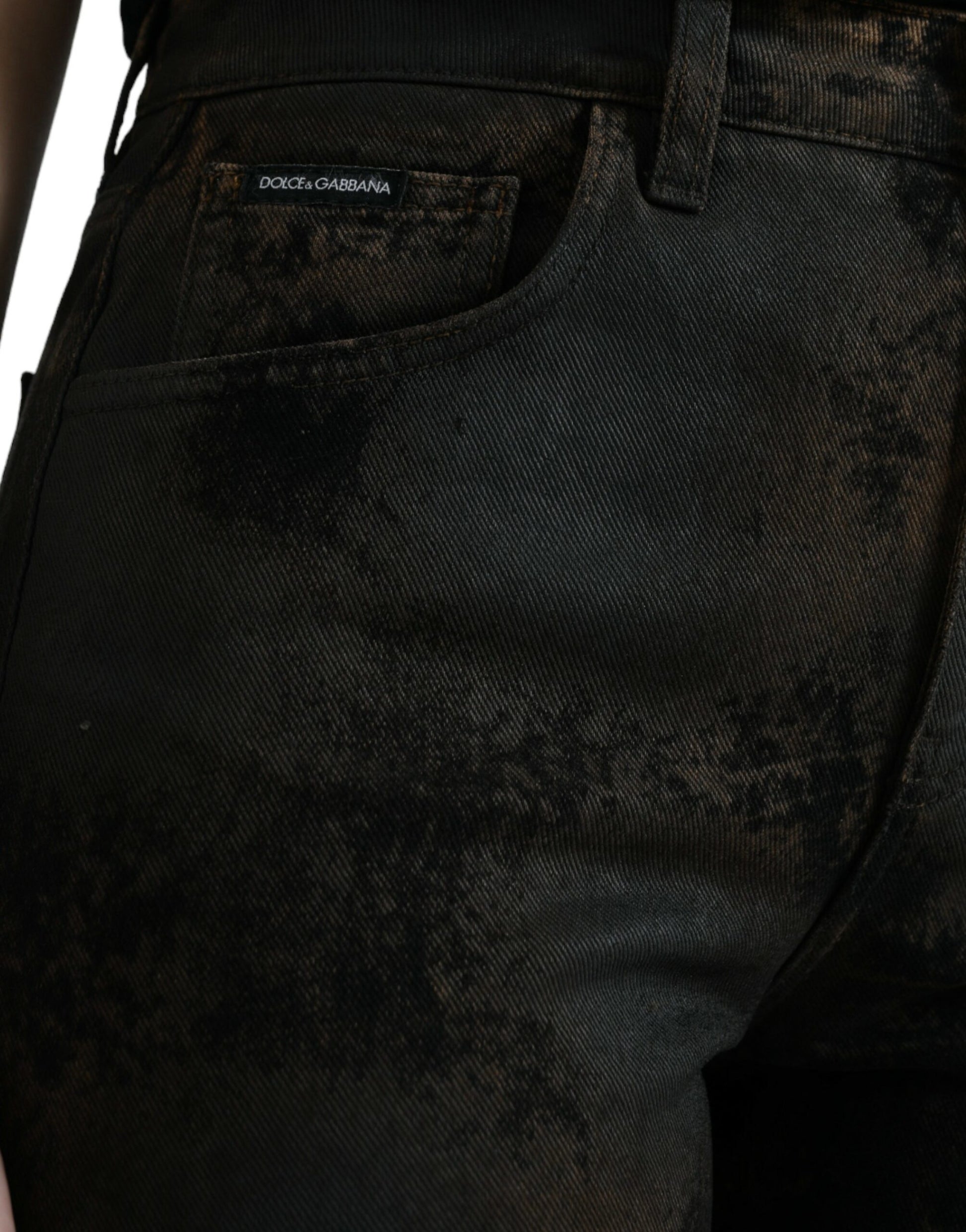Jean en jean de coton marron taille mi-haute BOYFRIEND Dolce & Gabbana