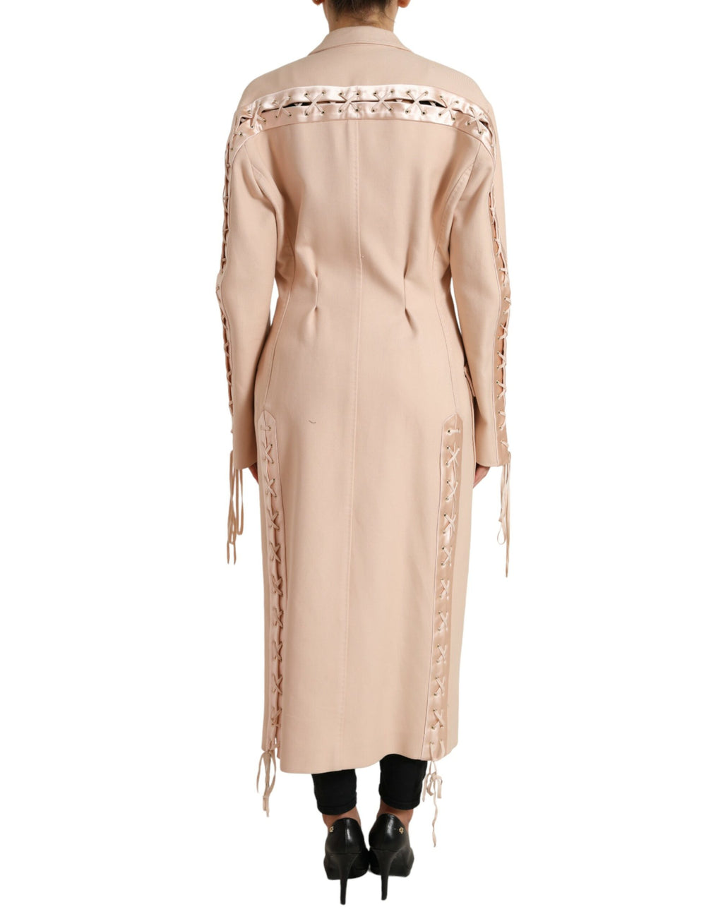 Dolce & Gabbana Manteau long veste beige en coton à boutonnage simple
